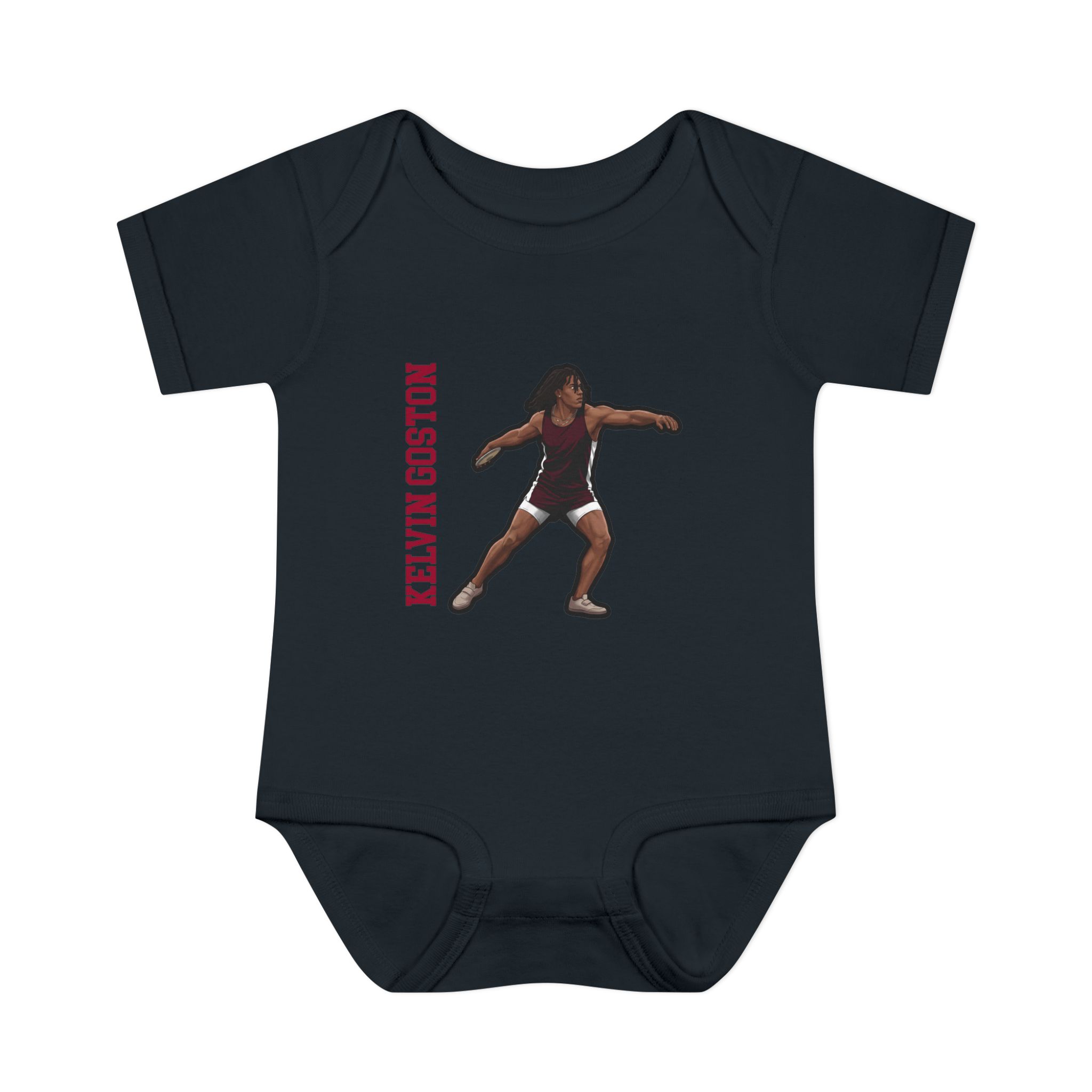 Baby Onesie — character_name_vertical in Black