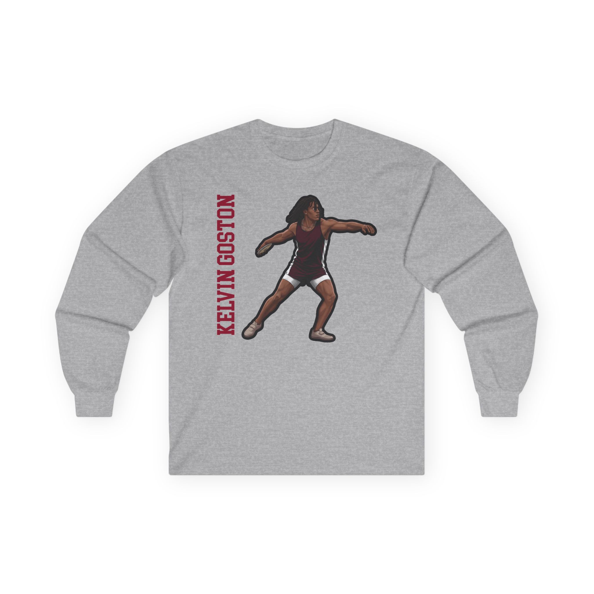 Long Sleeve Tee — character_name_vertical in Grey