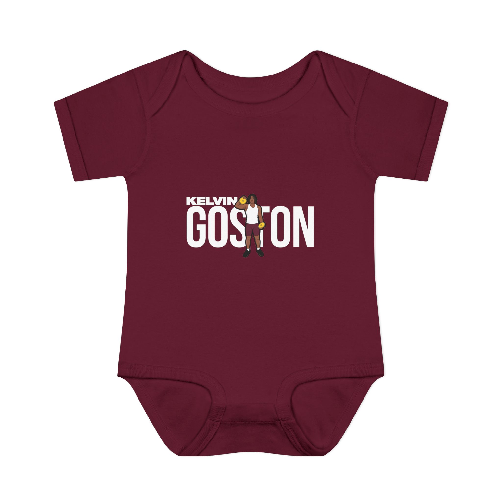 Baby Onesie — character_player_name in Maroon