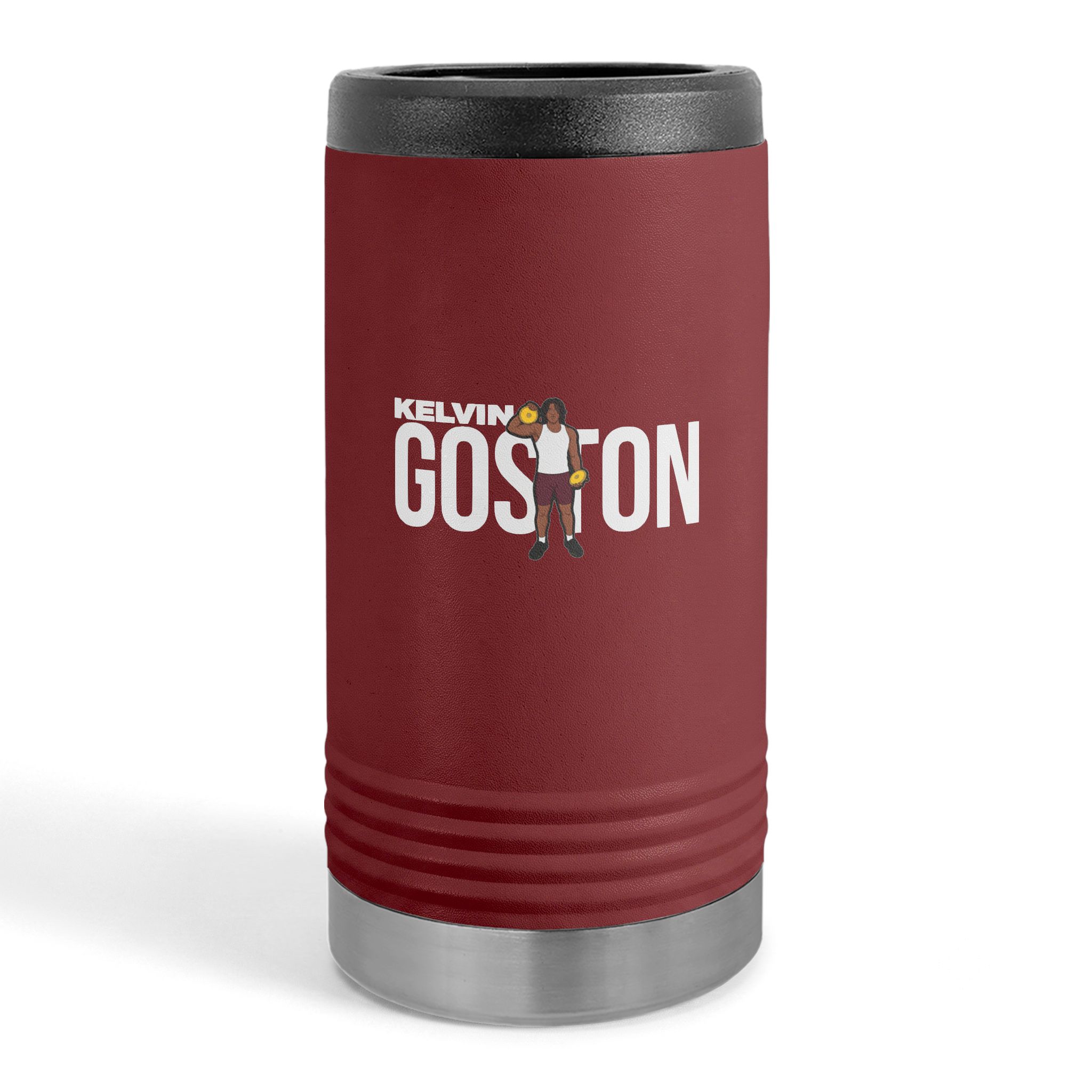 Slim Stainless Can Cooler — character_player_name in Maroon