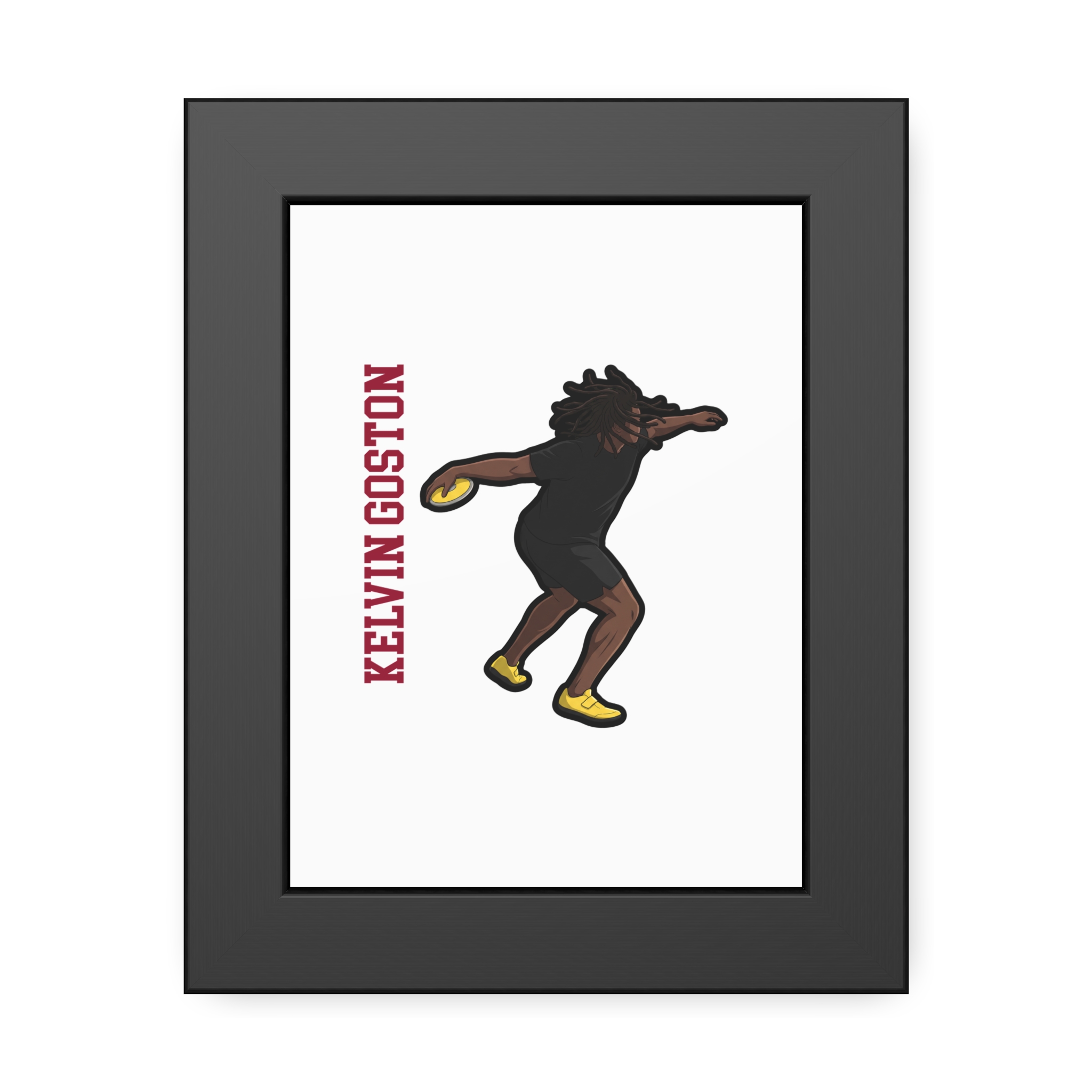 Framed Poster — character_name_vertical in Black