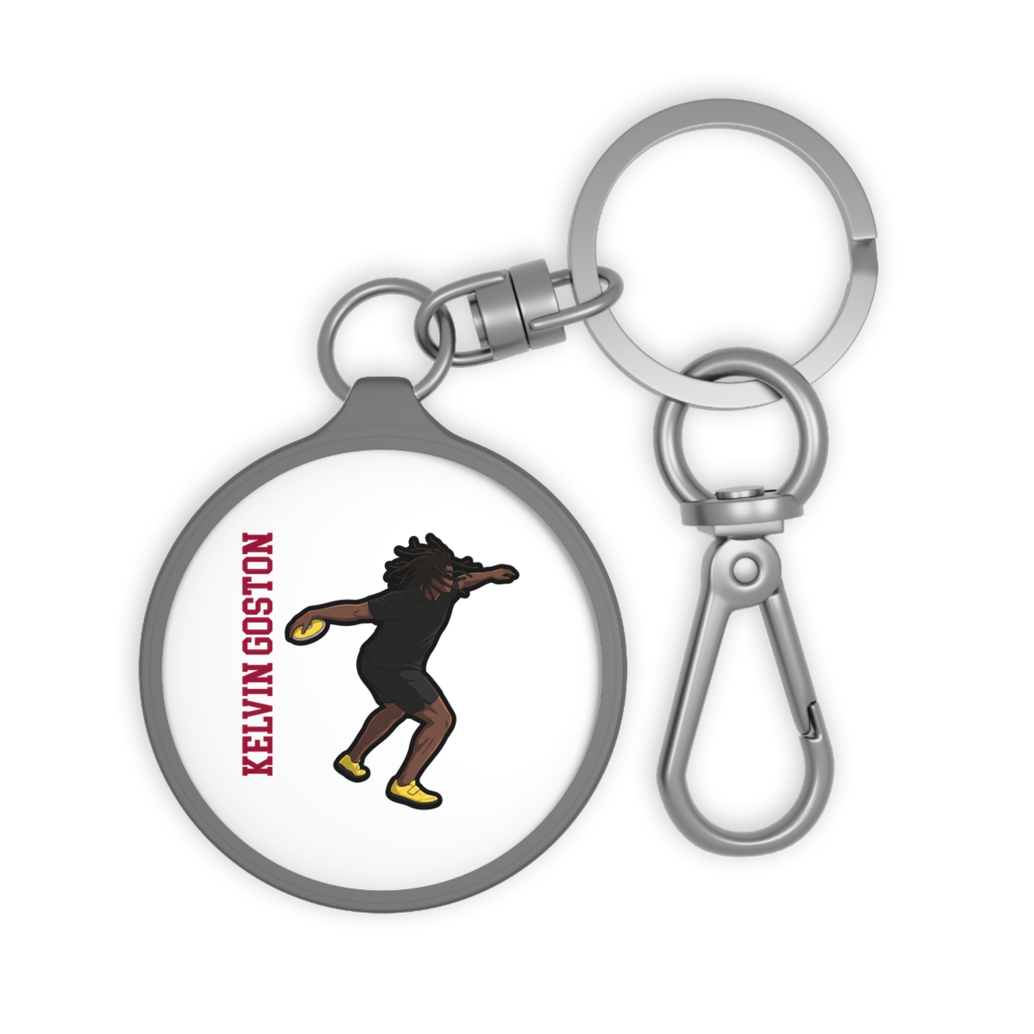 Keychain — character_name_vertical in Grey