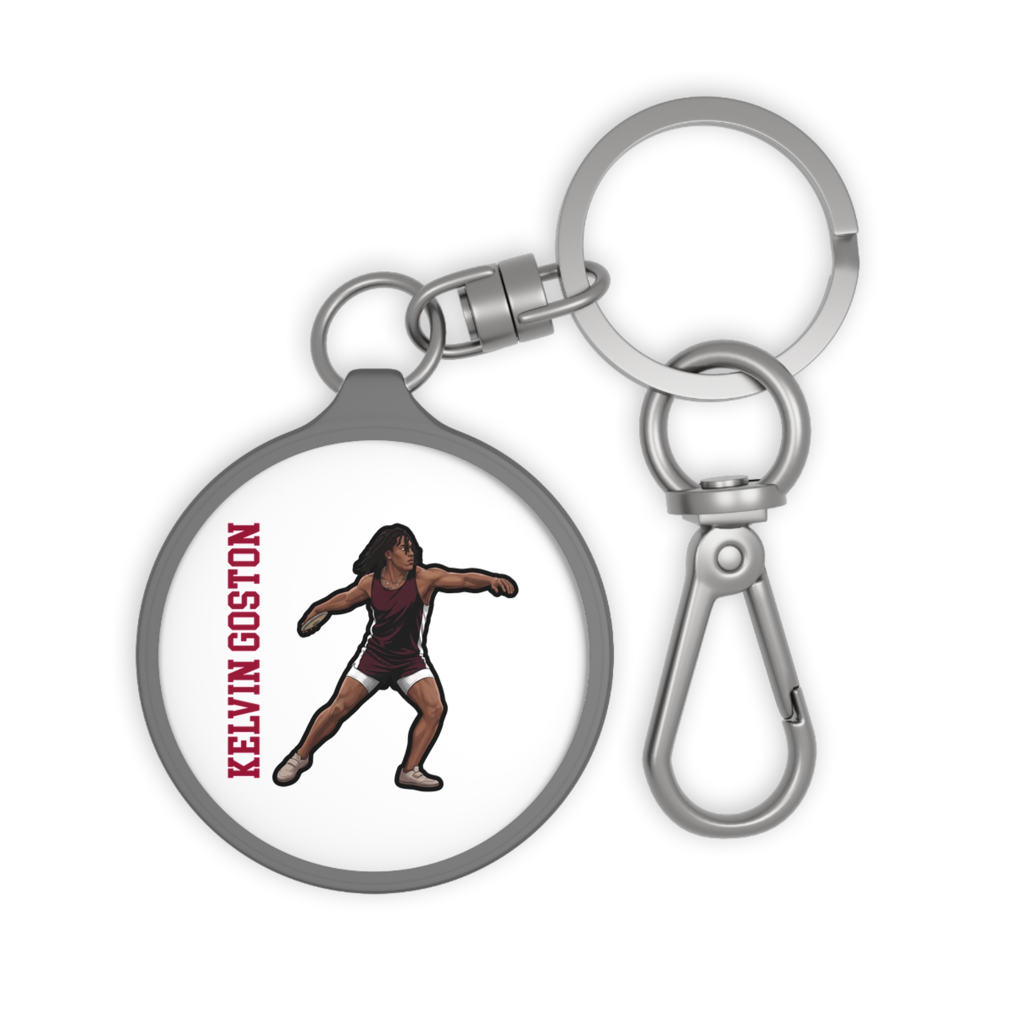 Keychain — character_name_vertical in Grey