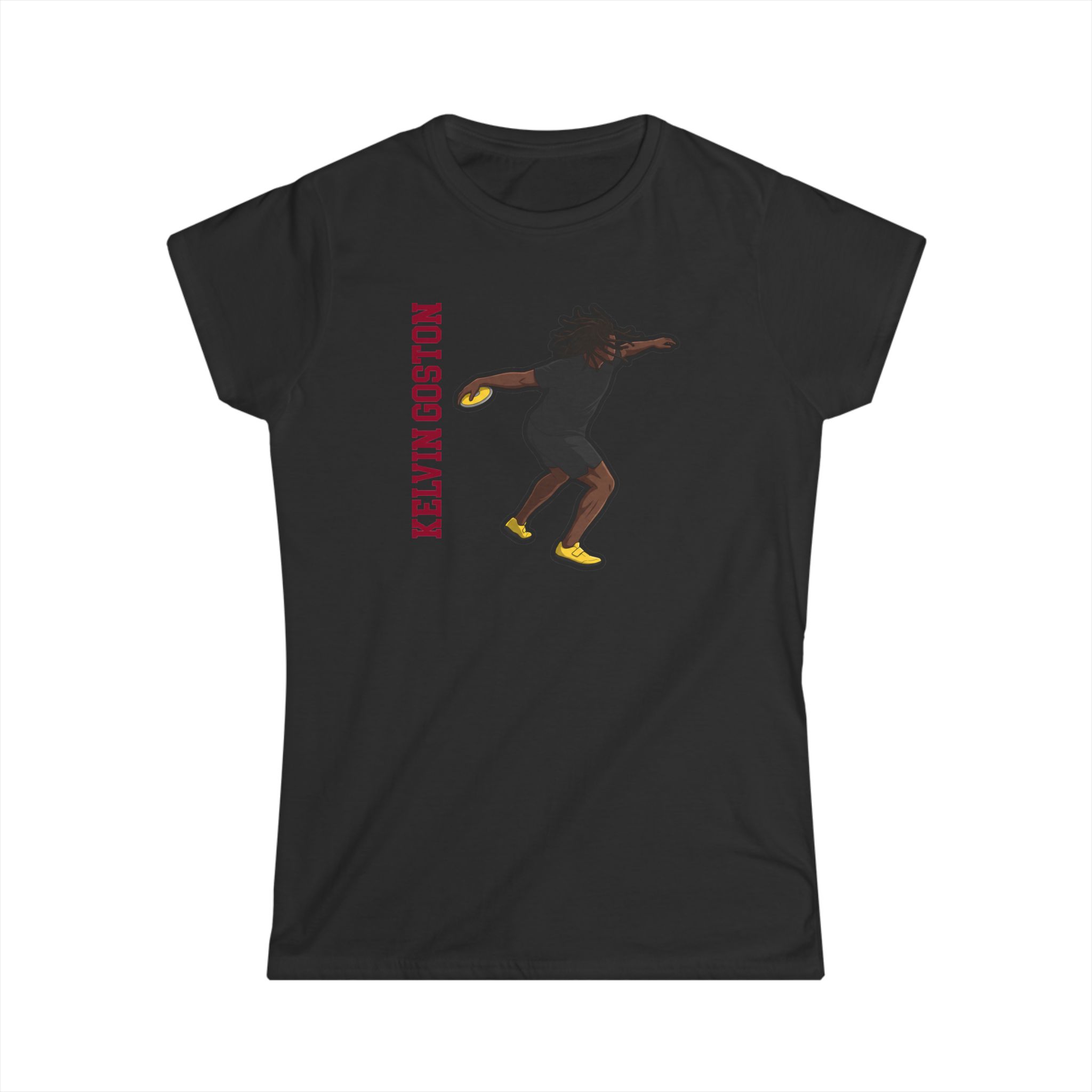 Women's Softstyle Tee — character_name_vertical in Black