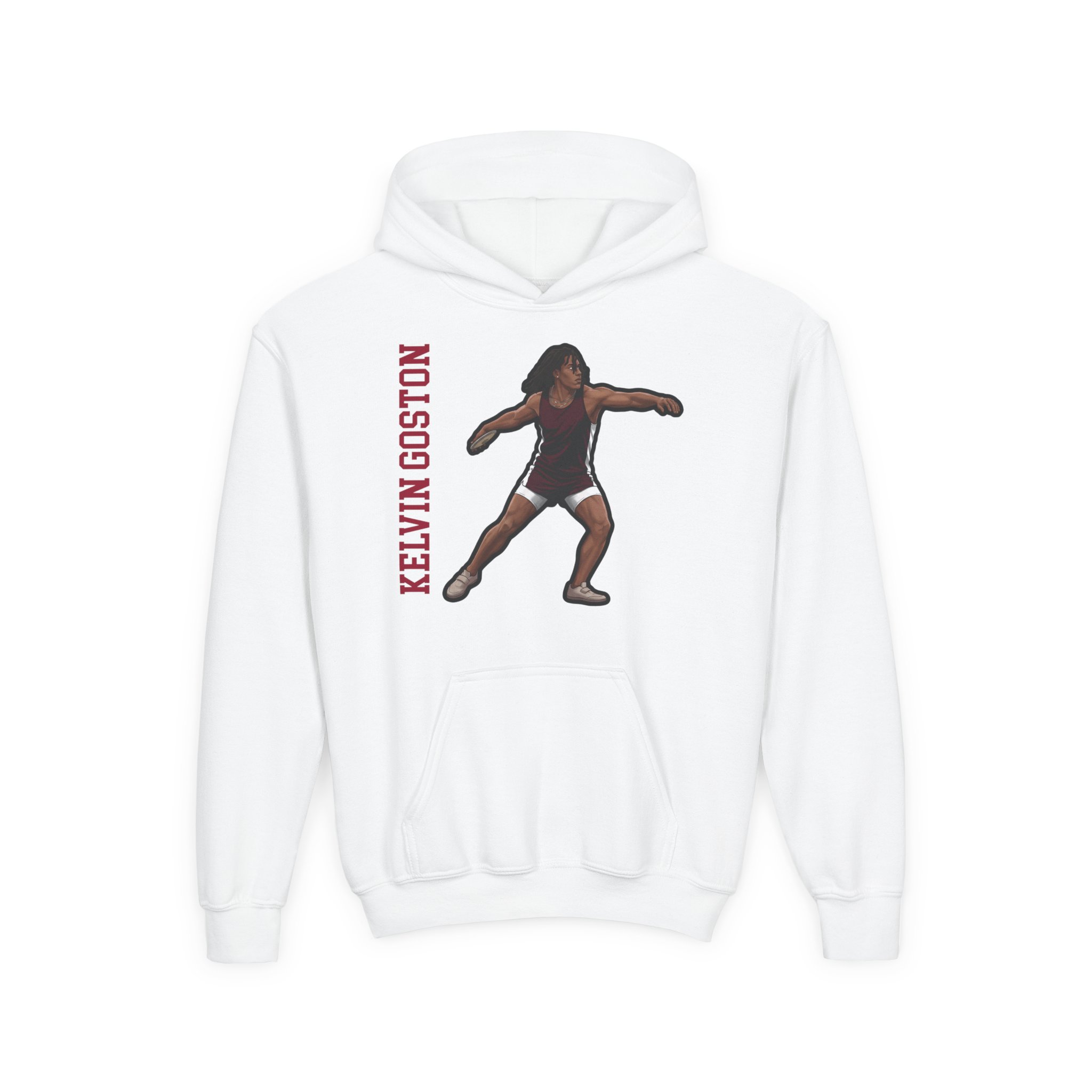 Youth Hoodie — character_name_vertical in White
