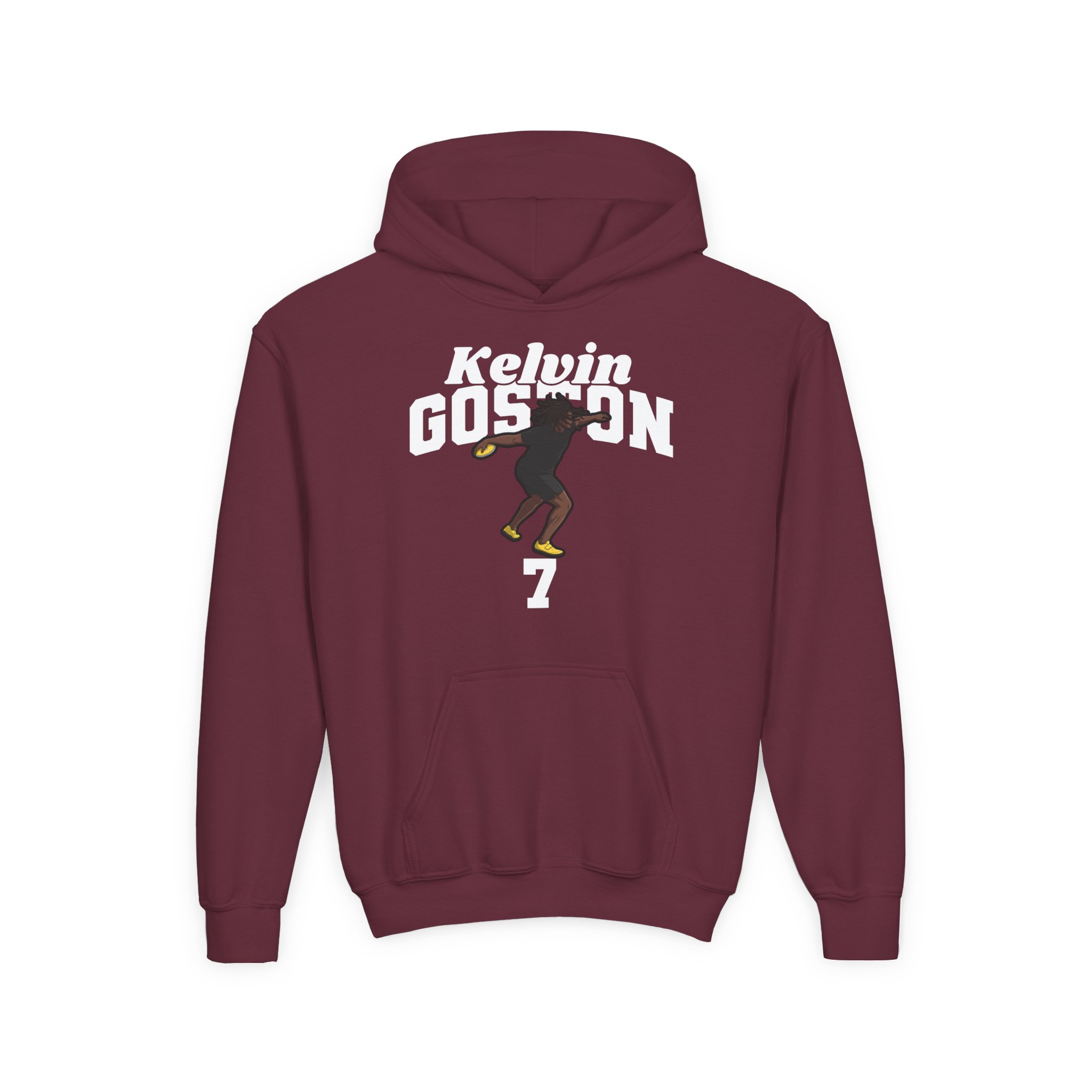 Youth Hoodie — character_signature_arch in Maroon