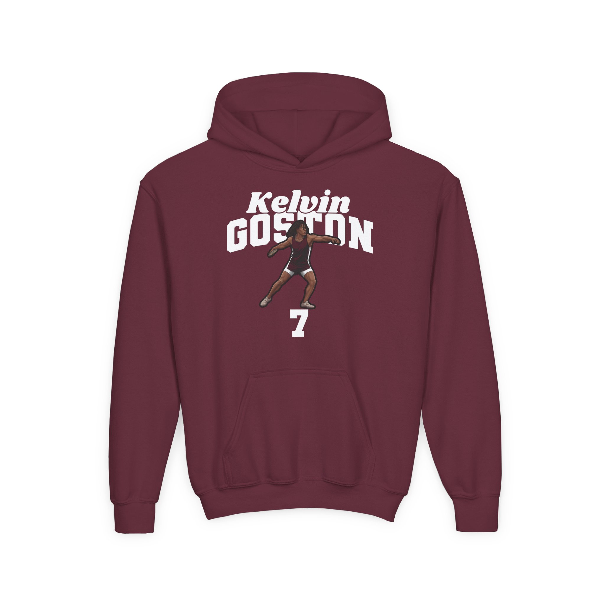 Youth Hoodie — character_signature_arch in Maroon
