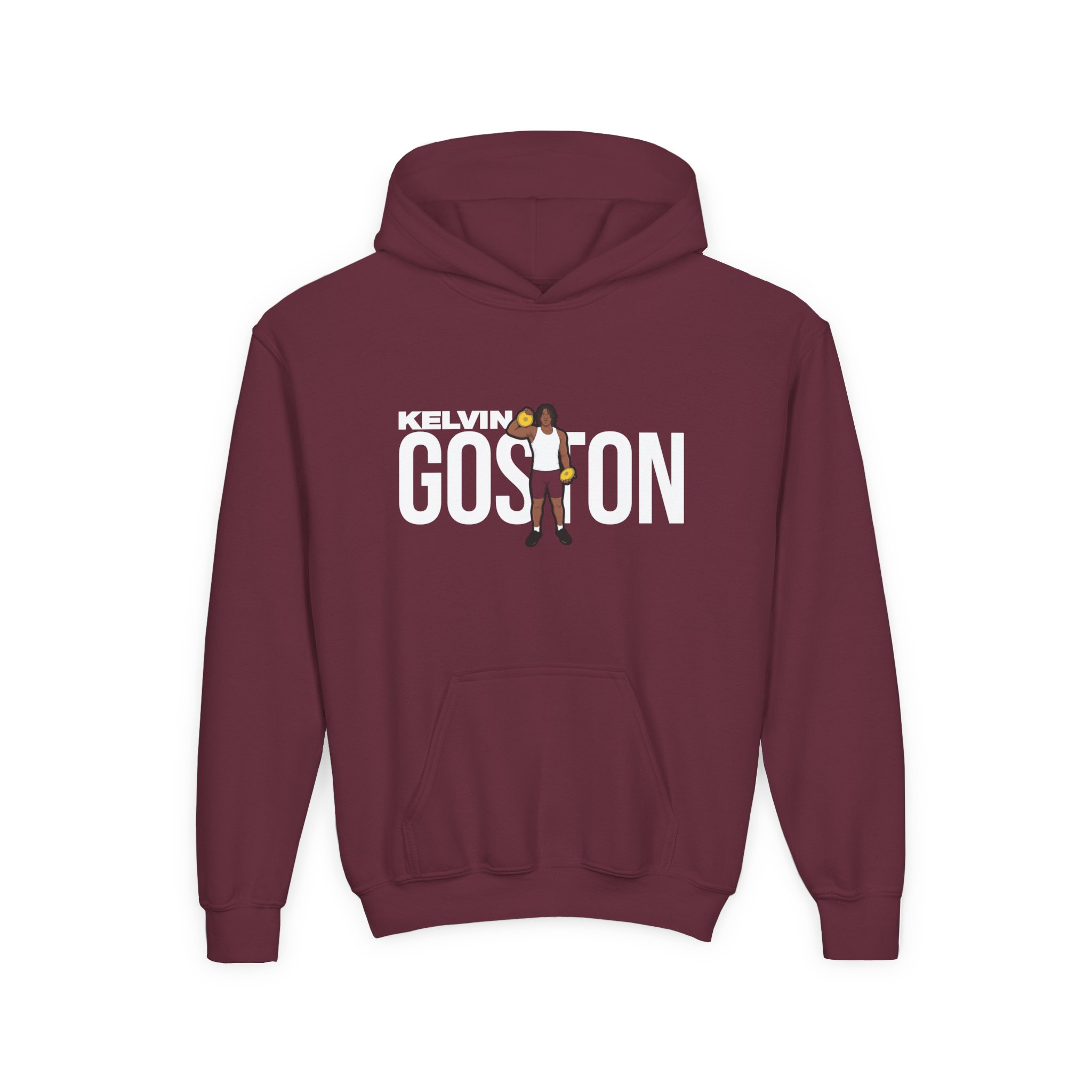 Youth Hoodie — character_player_name in Maroon