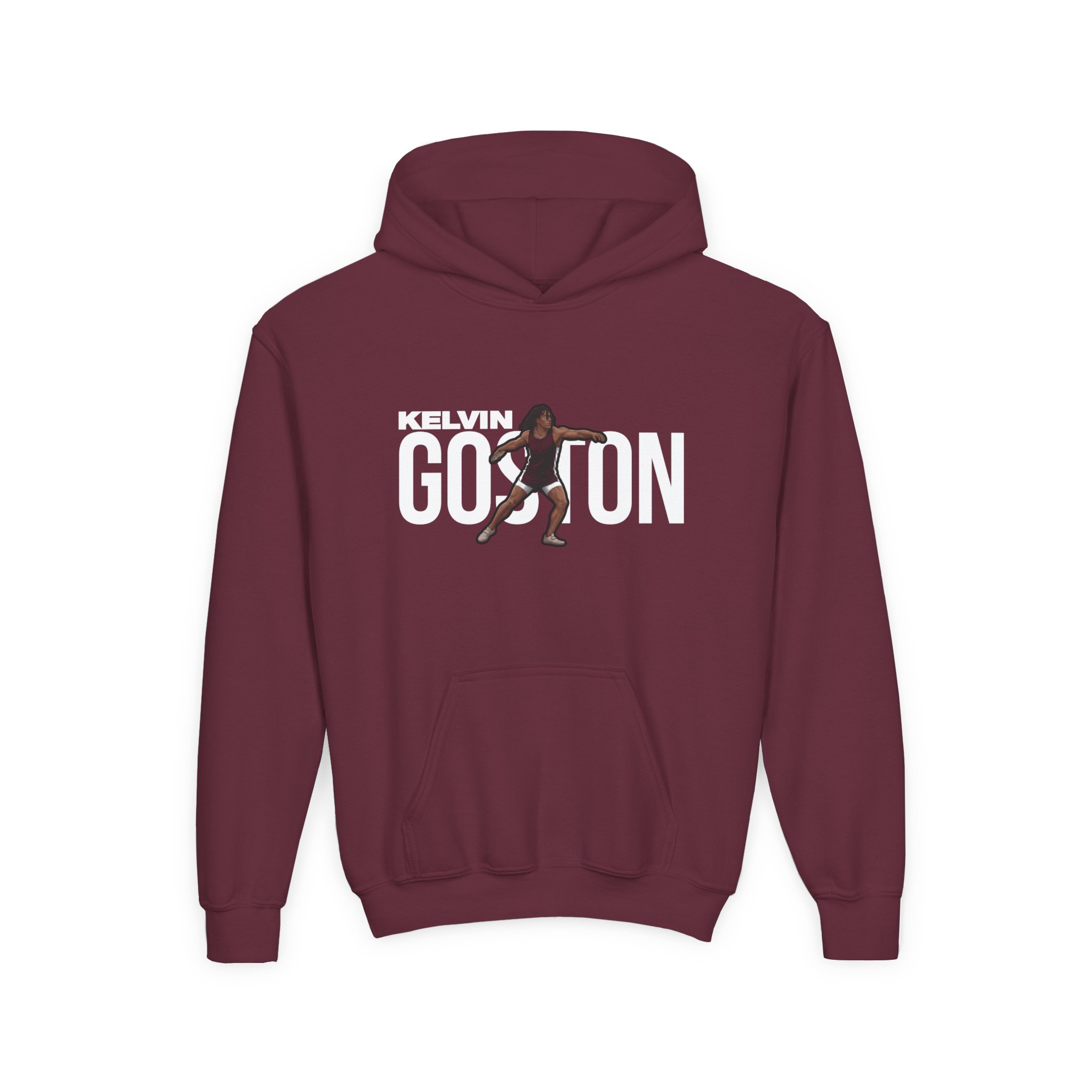 Youth Hoodie — character_player_name in Maroon