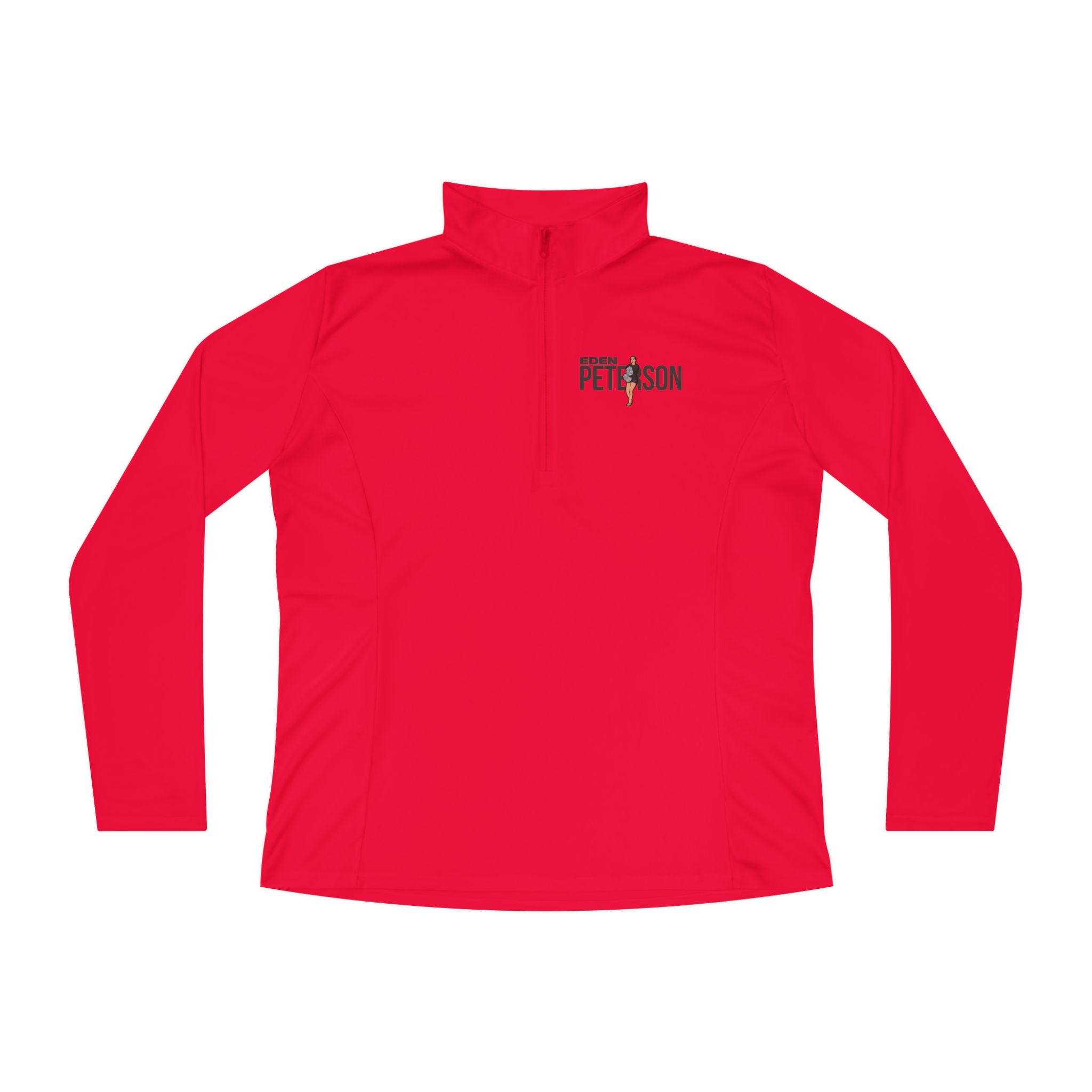 Women's Q-Zip Pullover — character_player_name in Red