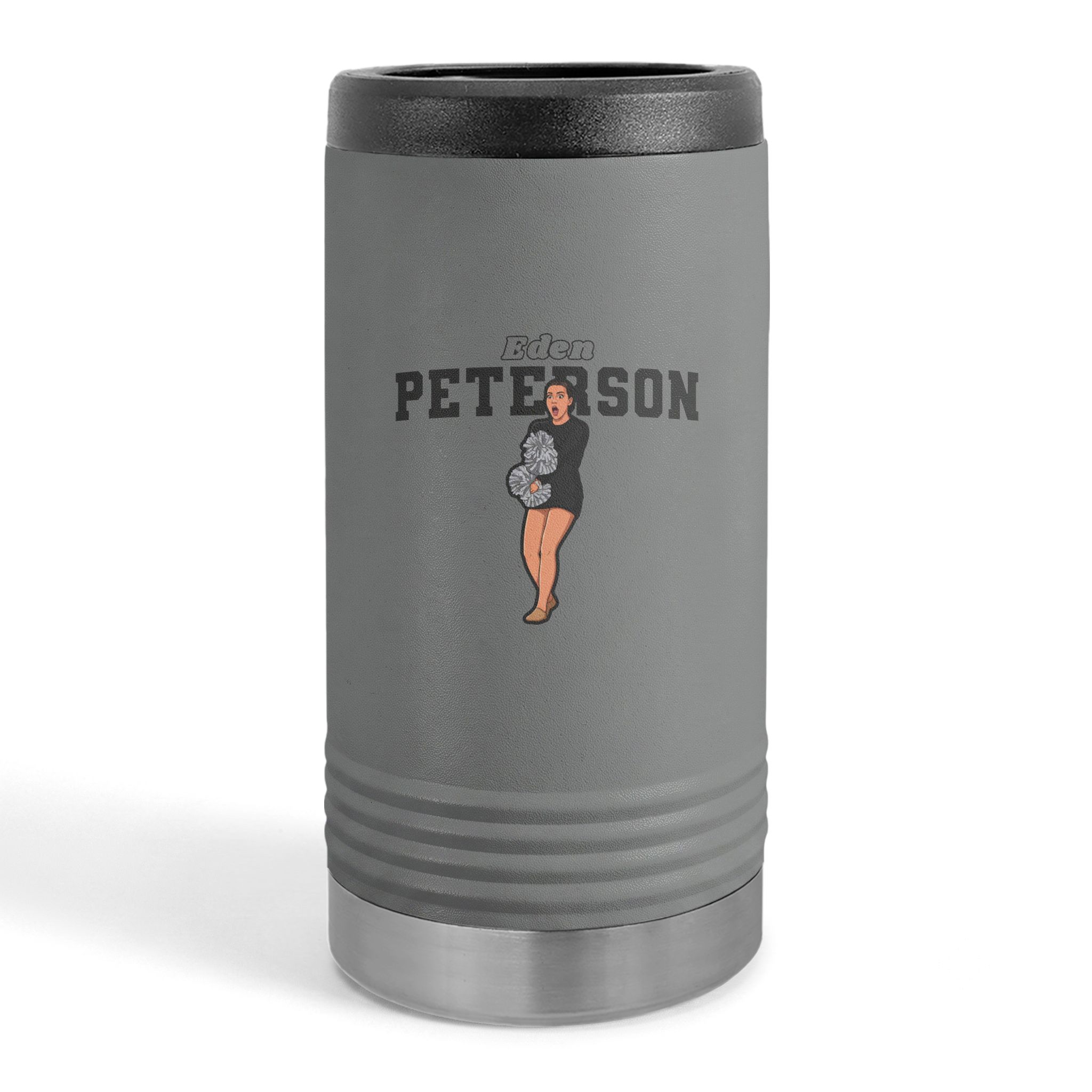 Slim Stainless Can Cooler — character_name_arch in Grey