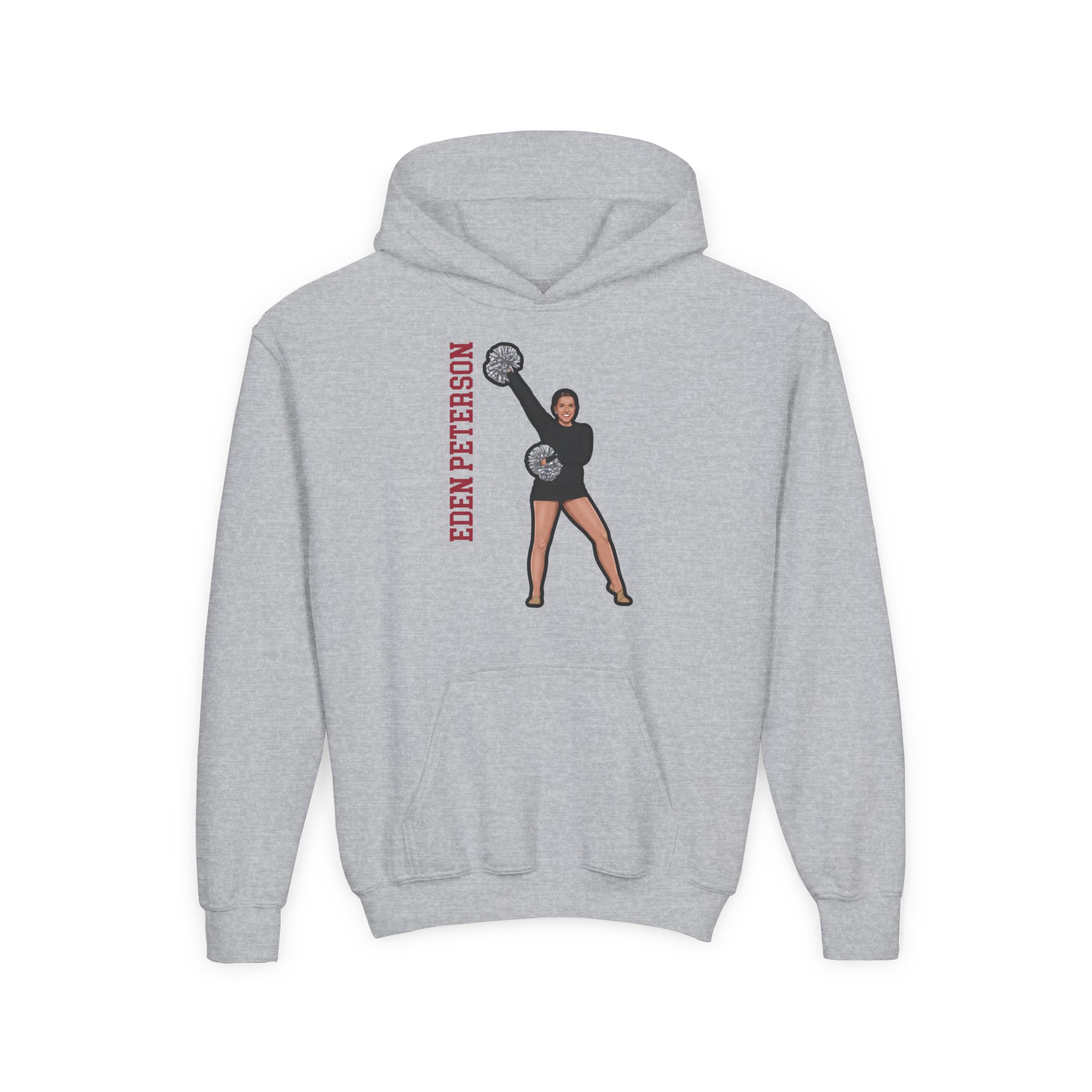 Youth Hoodie — character_name_vertical in Grey