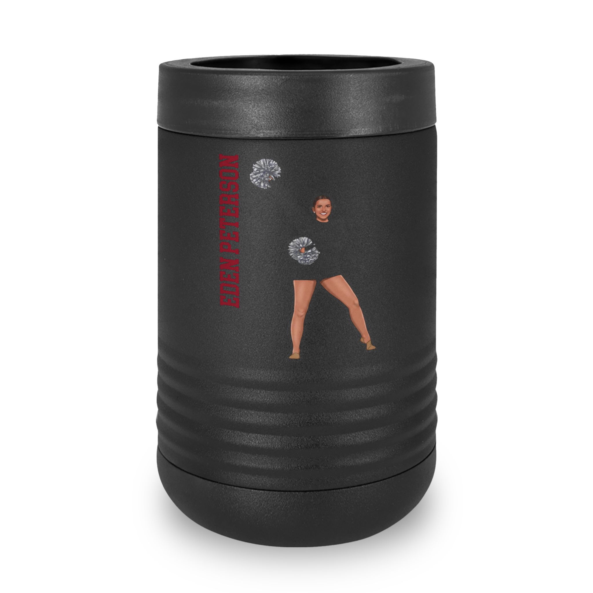 Stainless Can Cooler — character_name_vertical in Black