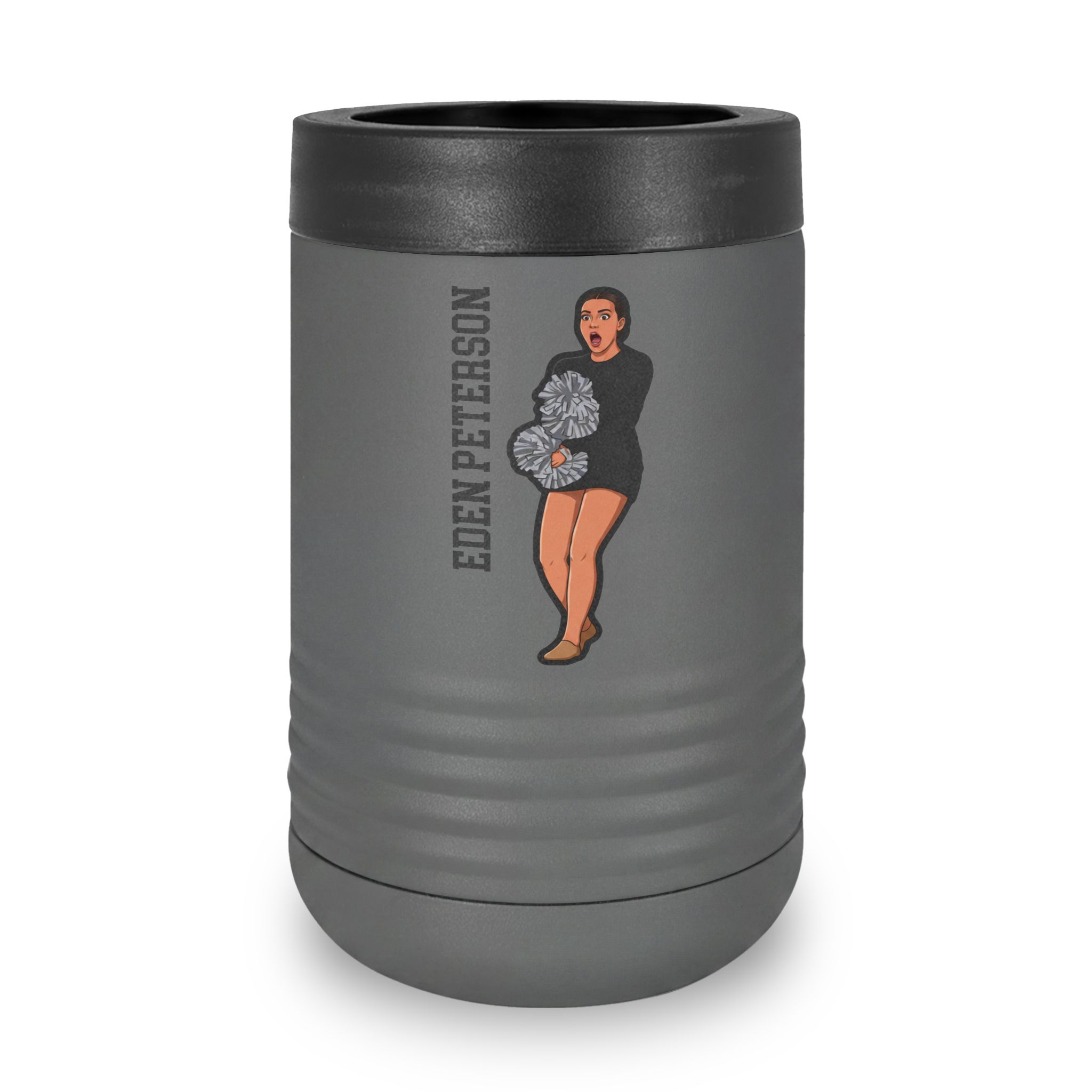 Stainless Can Cooler — character_name_vertical in Grey
