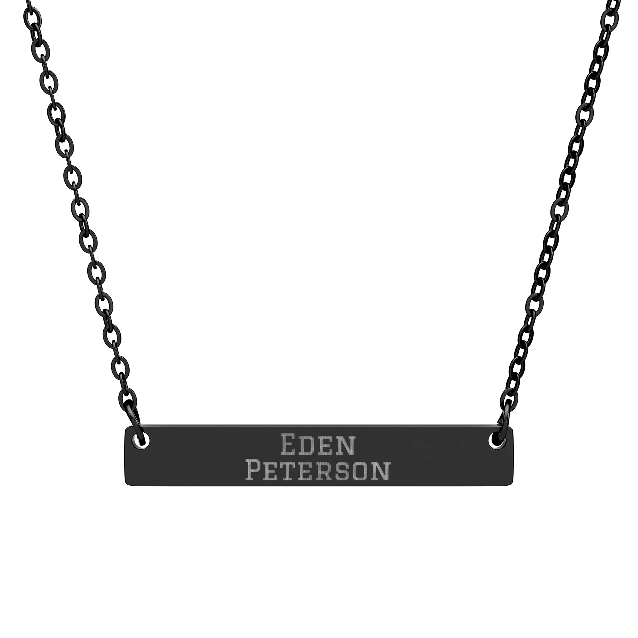 Engraved Bar Necklace — Classic in Black