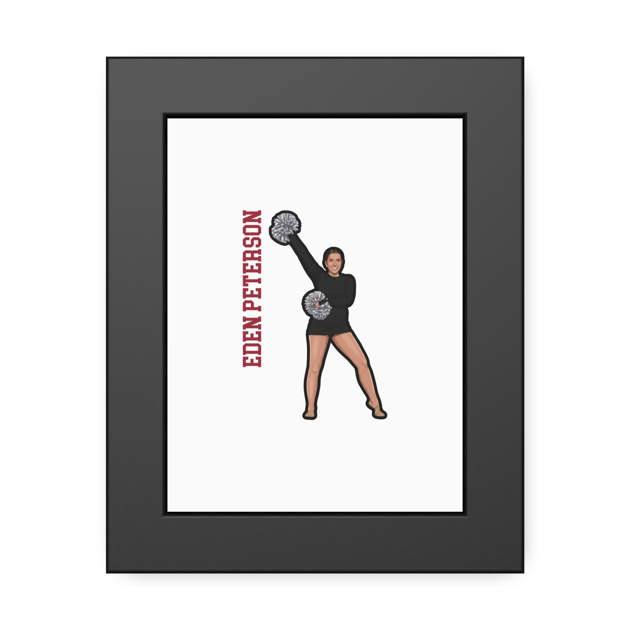 Framed Poster — character_name_vertical in Black