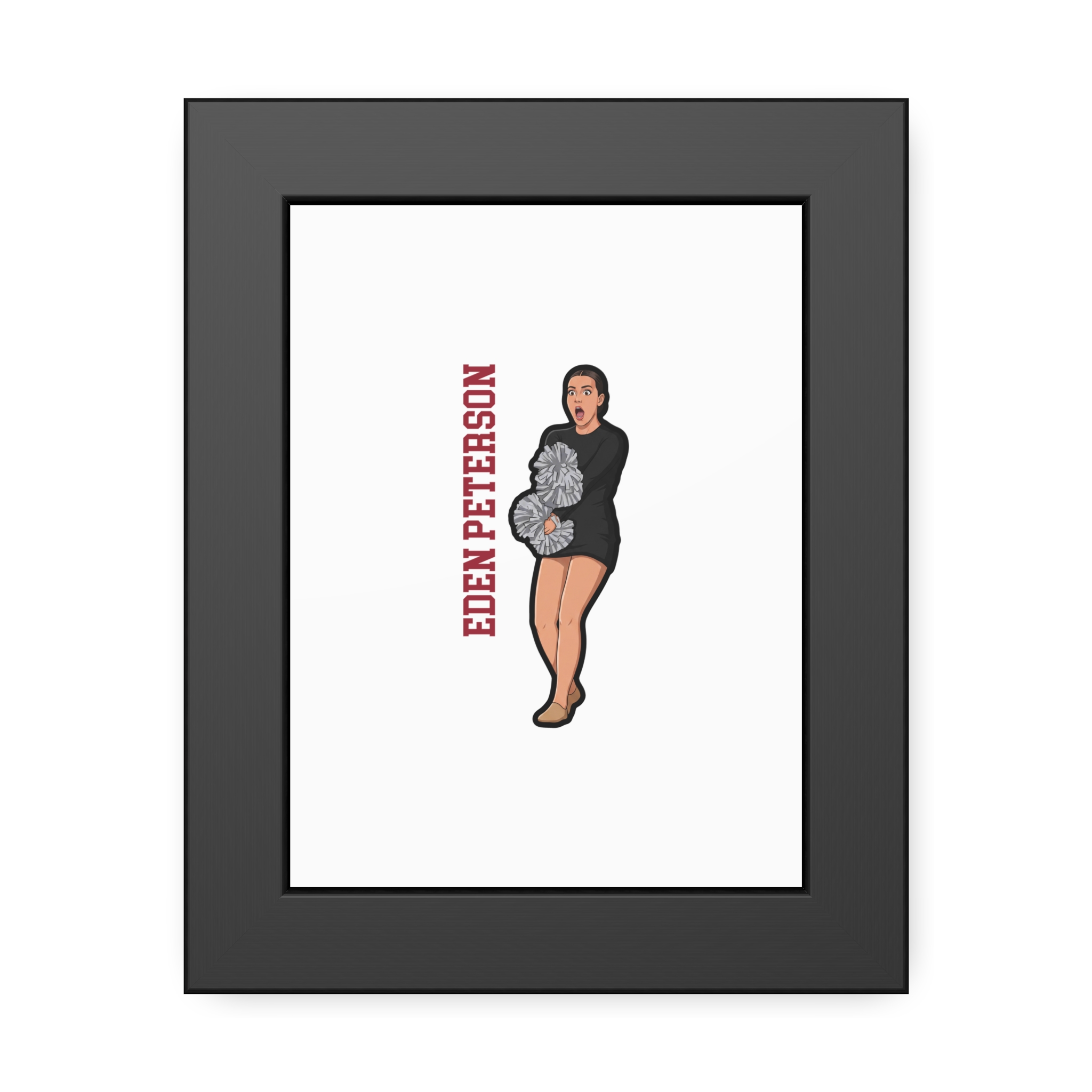Framed Poster — character_name_vertical in Black