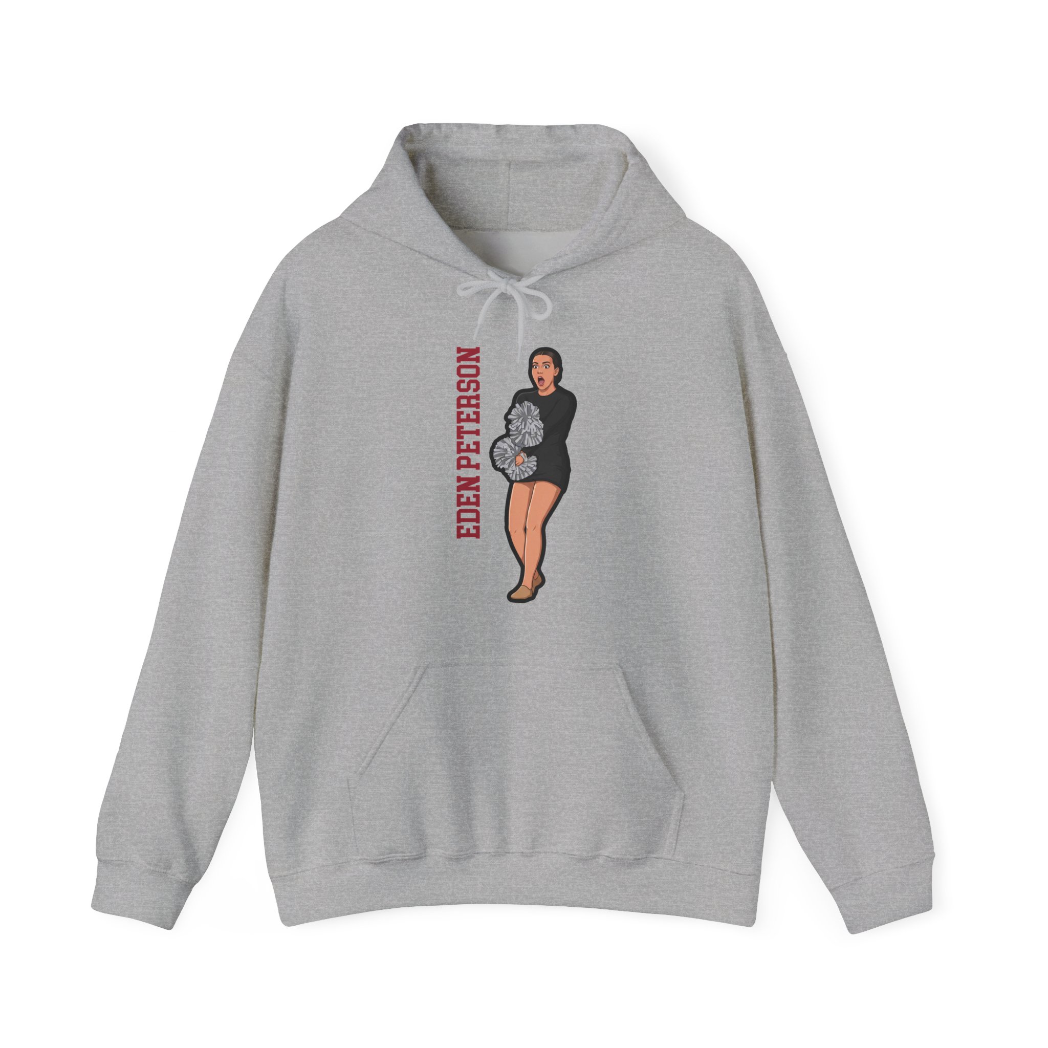 Hoodie — character_name_vertical in Grey