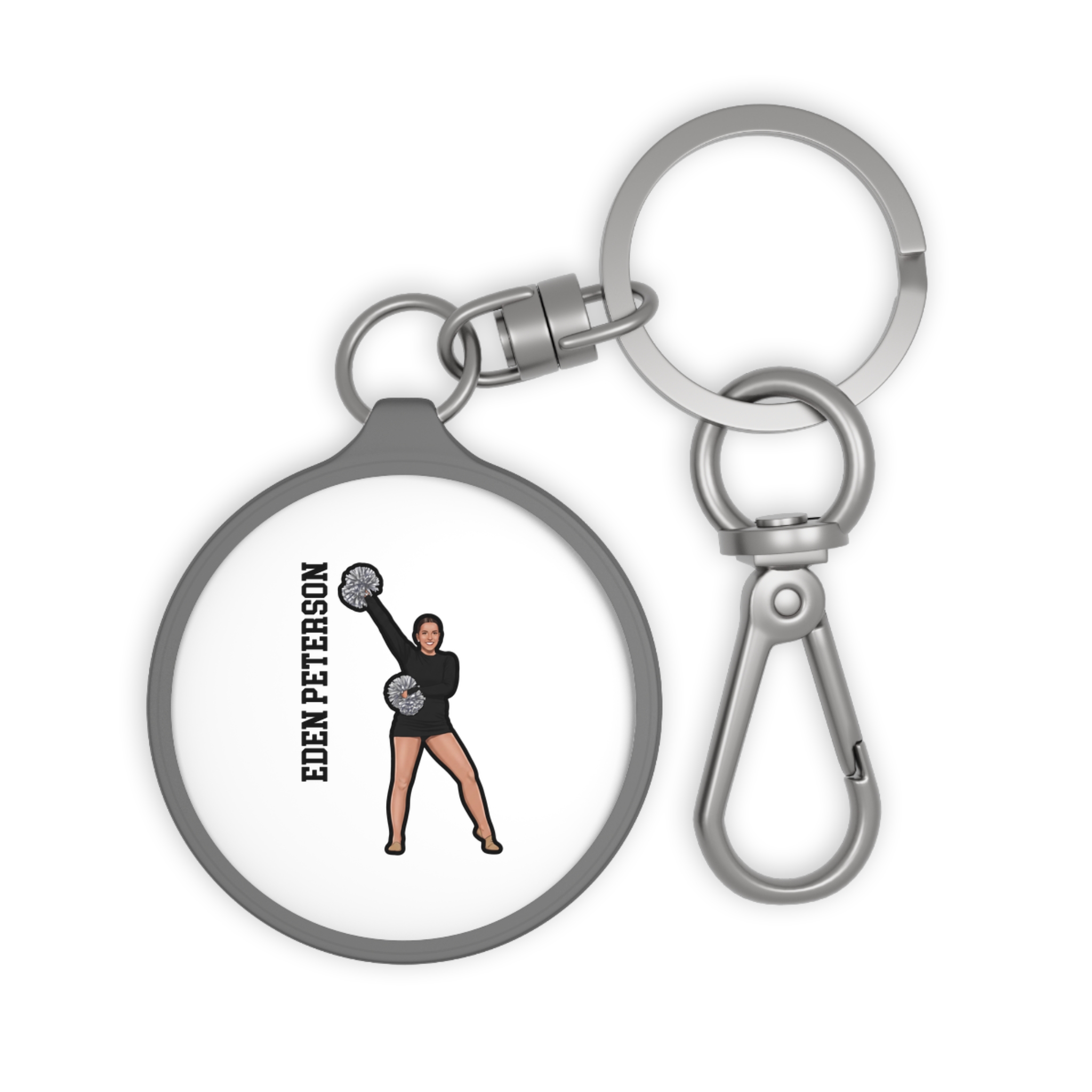 Keychain — character_name_vertical in Grey
