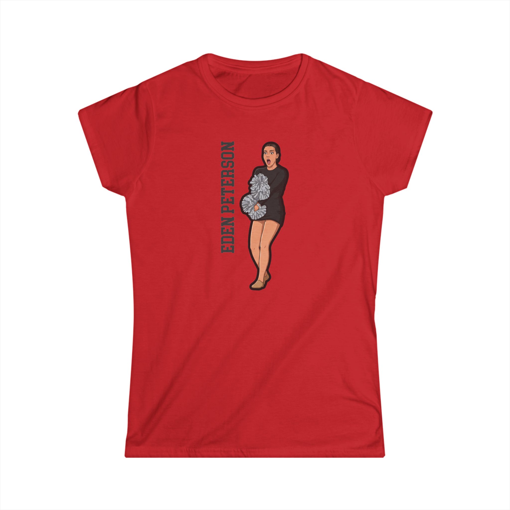 Women's Softstyle Tee — character_name_vertical in Red