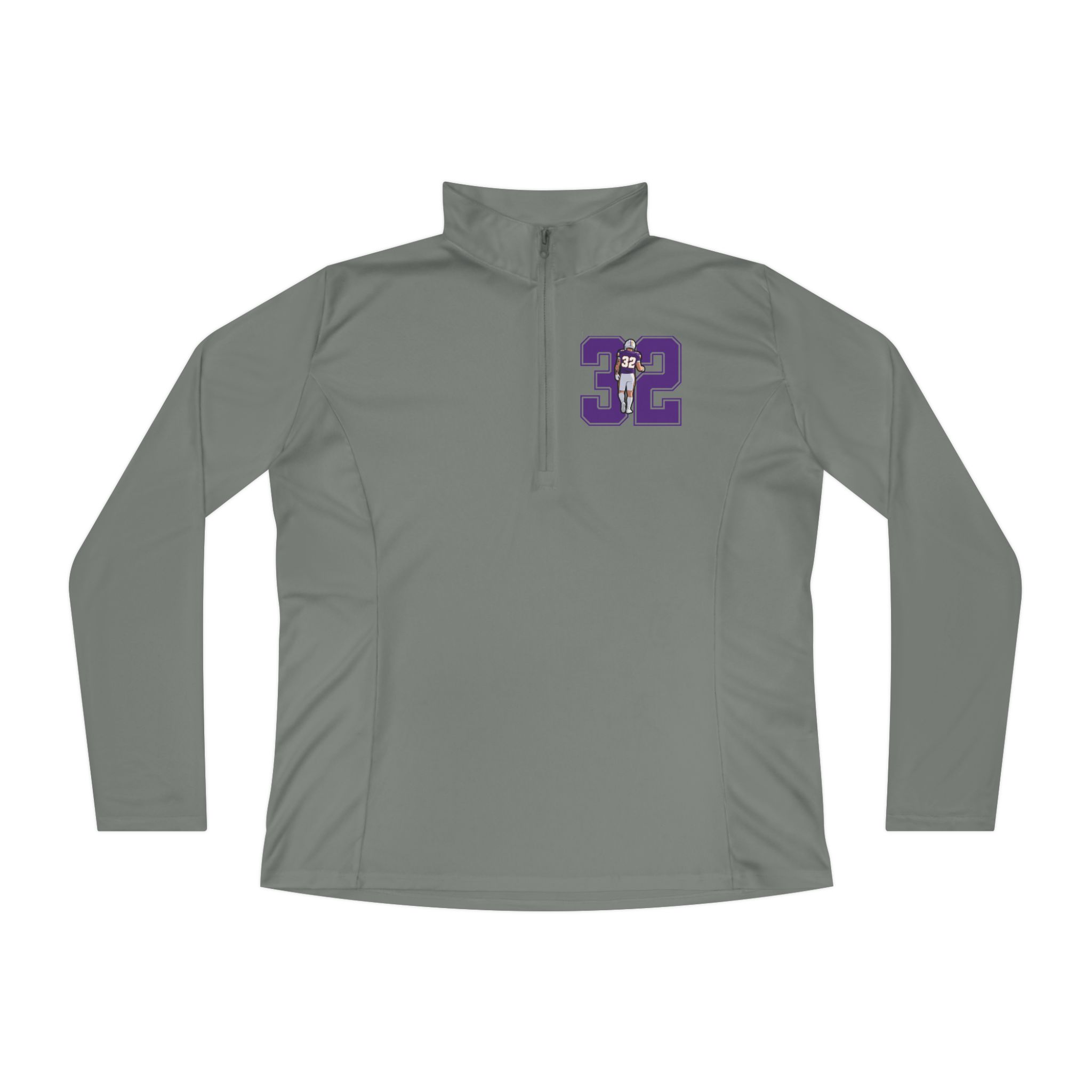 Women's Q-Zip Pullover — character_number in Grey