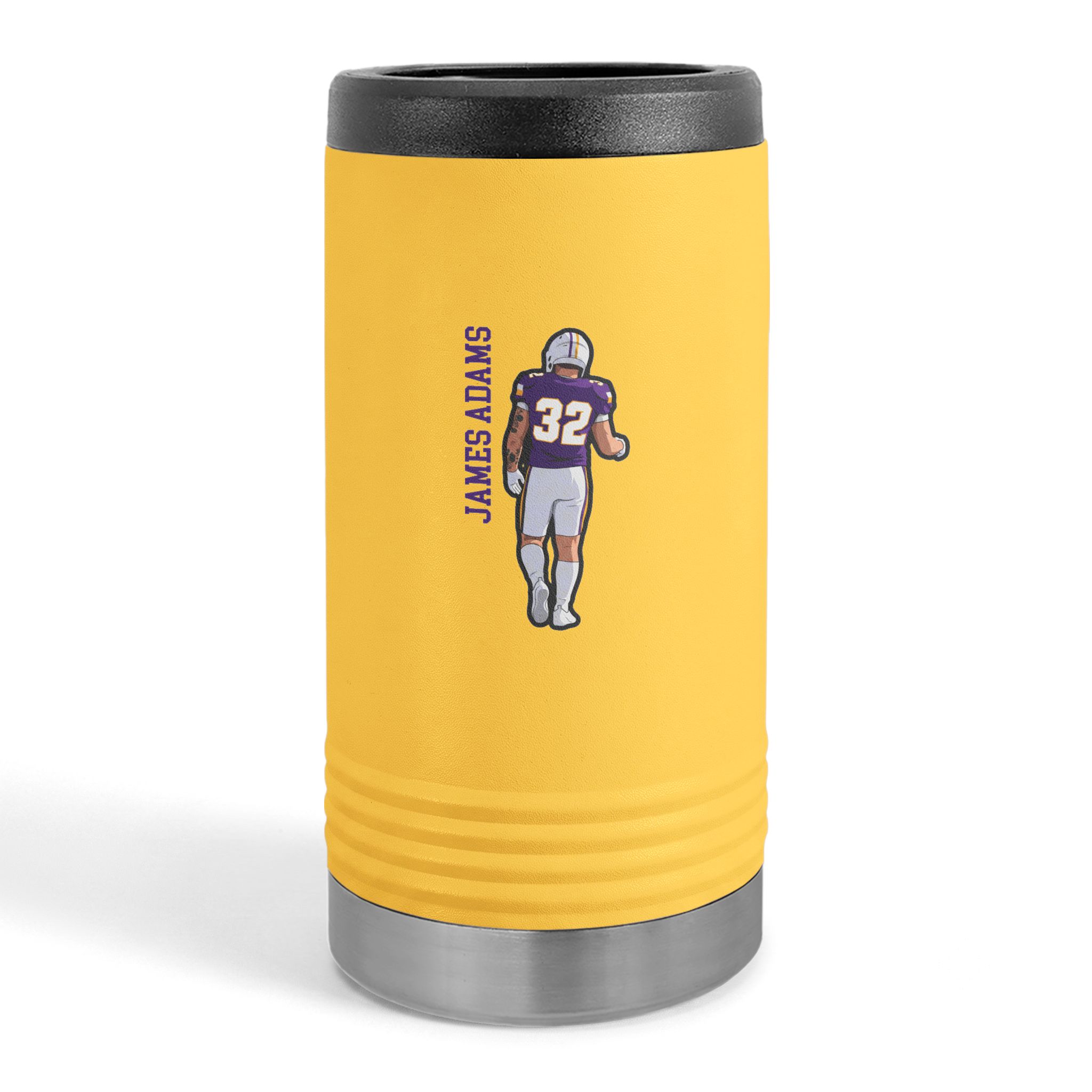 Slim Stainless Can Cooler — character_name_vertical in Yellow