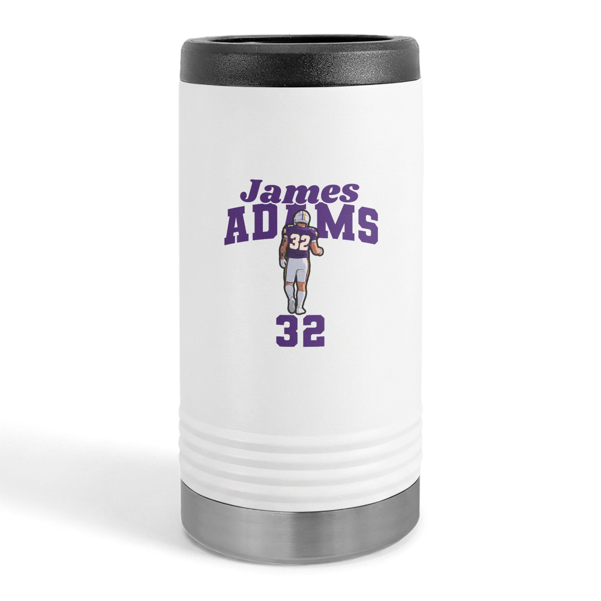 Slim Stainless Can Cooler — character_signature_arch in White