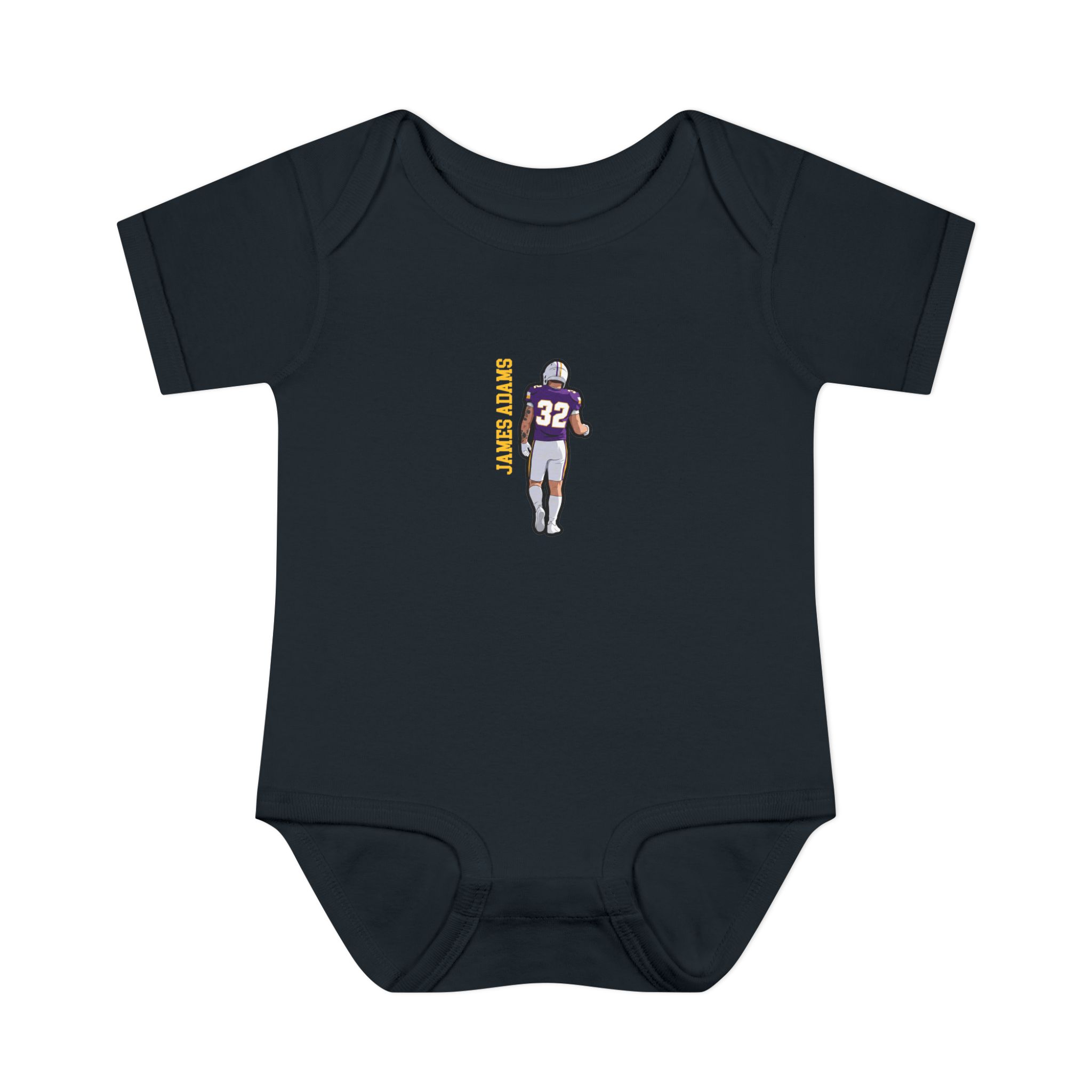 Baby Onesie — character_name_vertical in Black