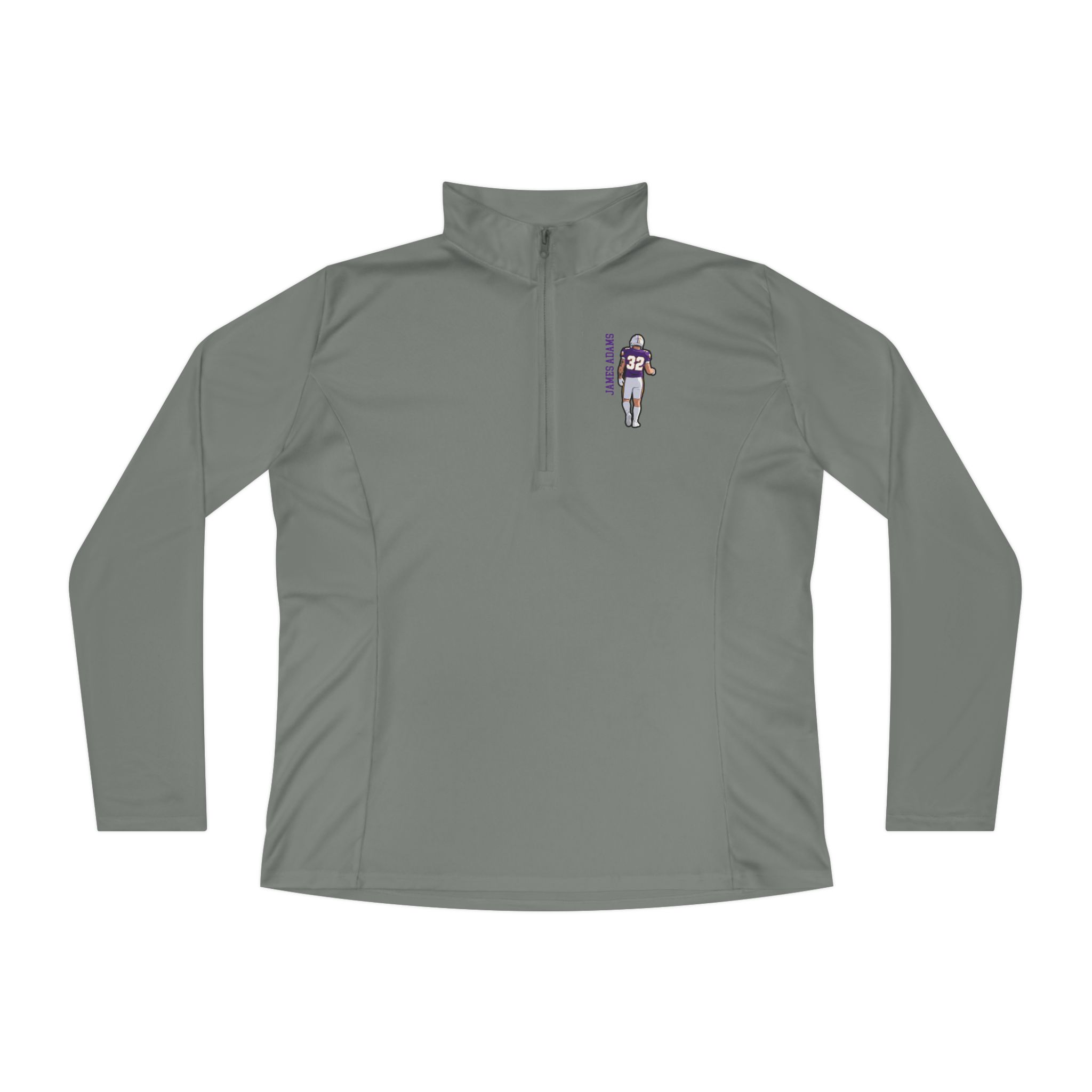Women's Q-Zip Pullover — character_name_vertical in Grey