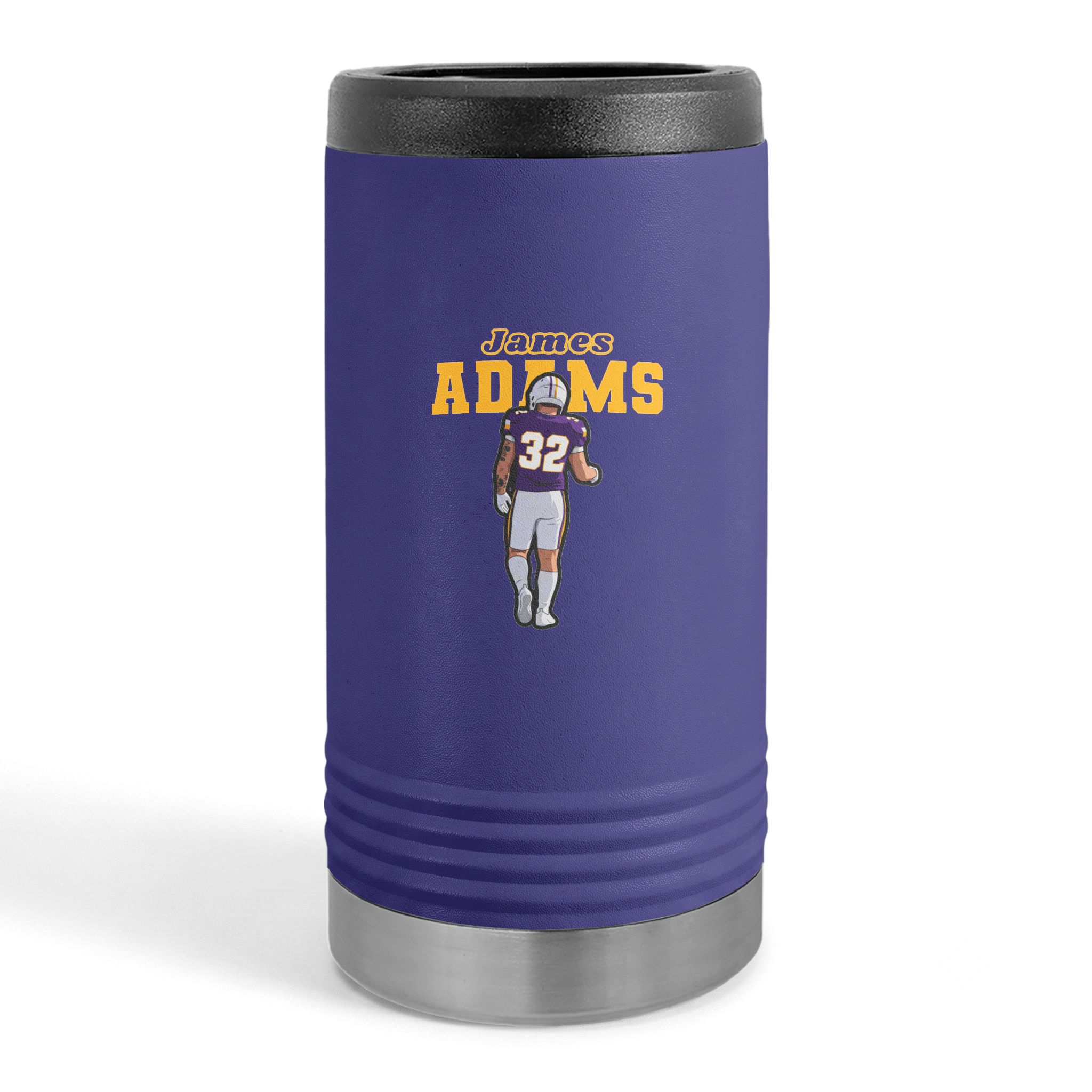Slim Stainless Can Cooler — character_name_arch in Purple