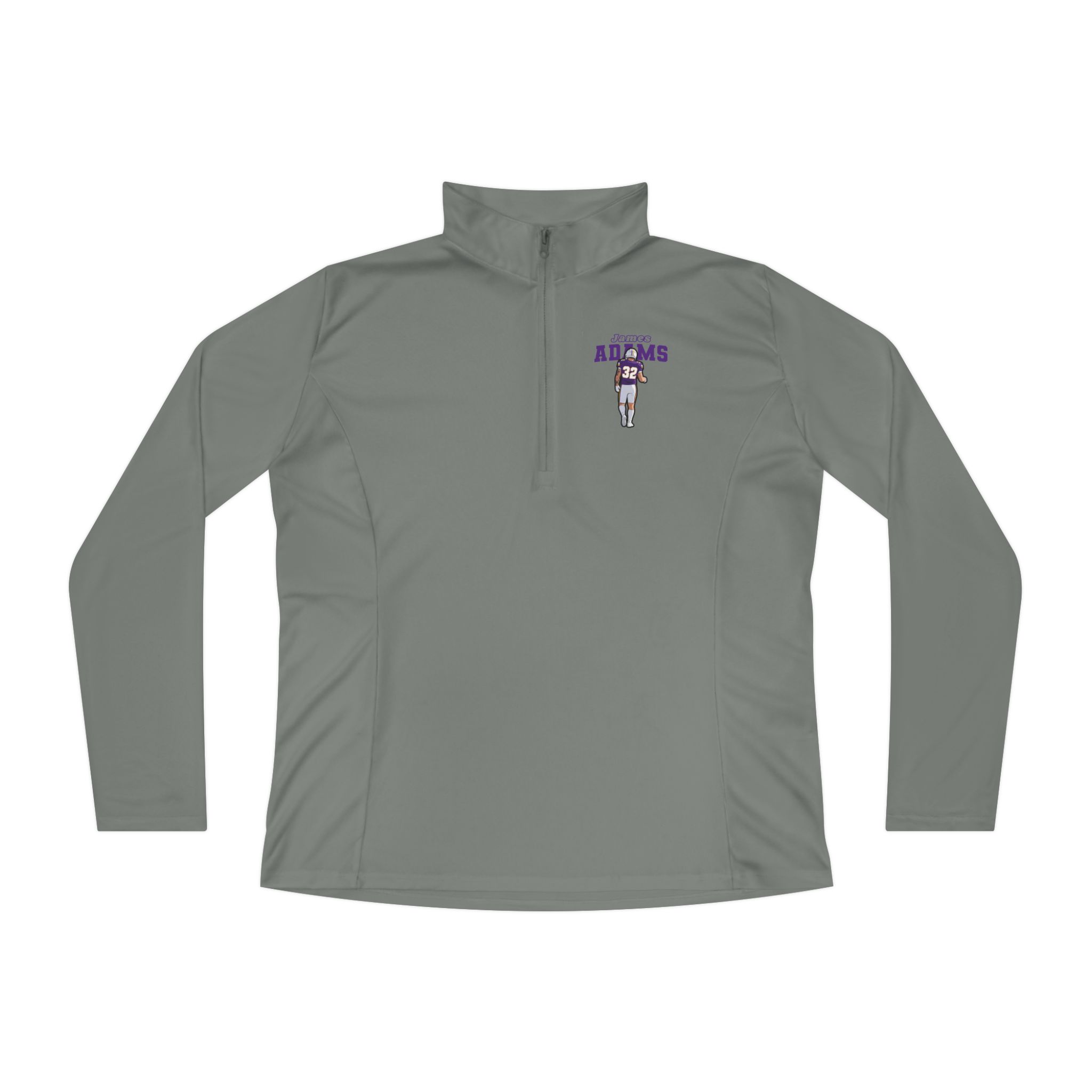Women's Q-Zip Pullover — character_name_arch in Grey