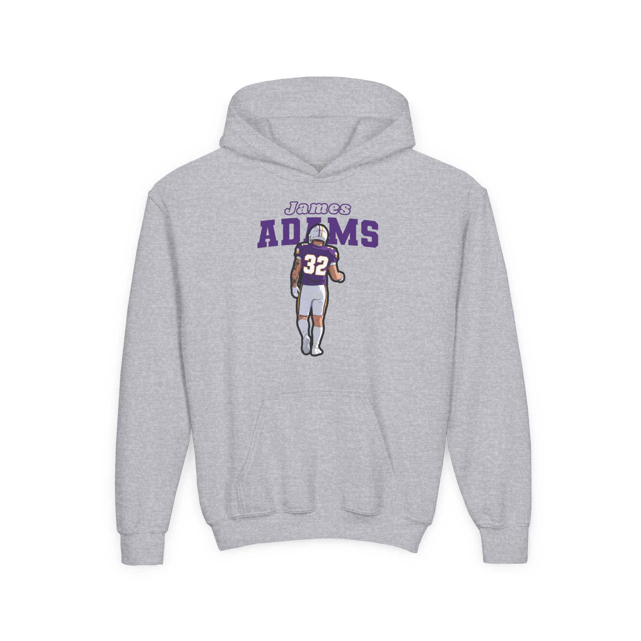 Youth Hoodie — character_name_arch in Grey