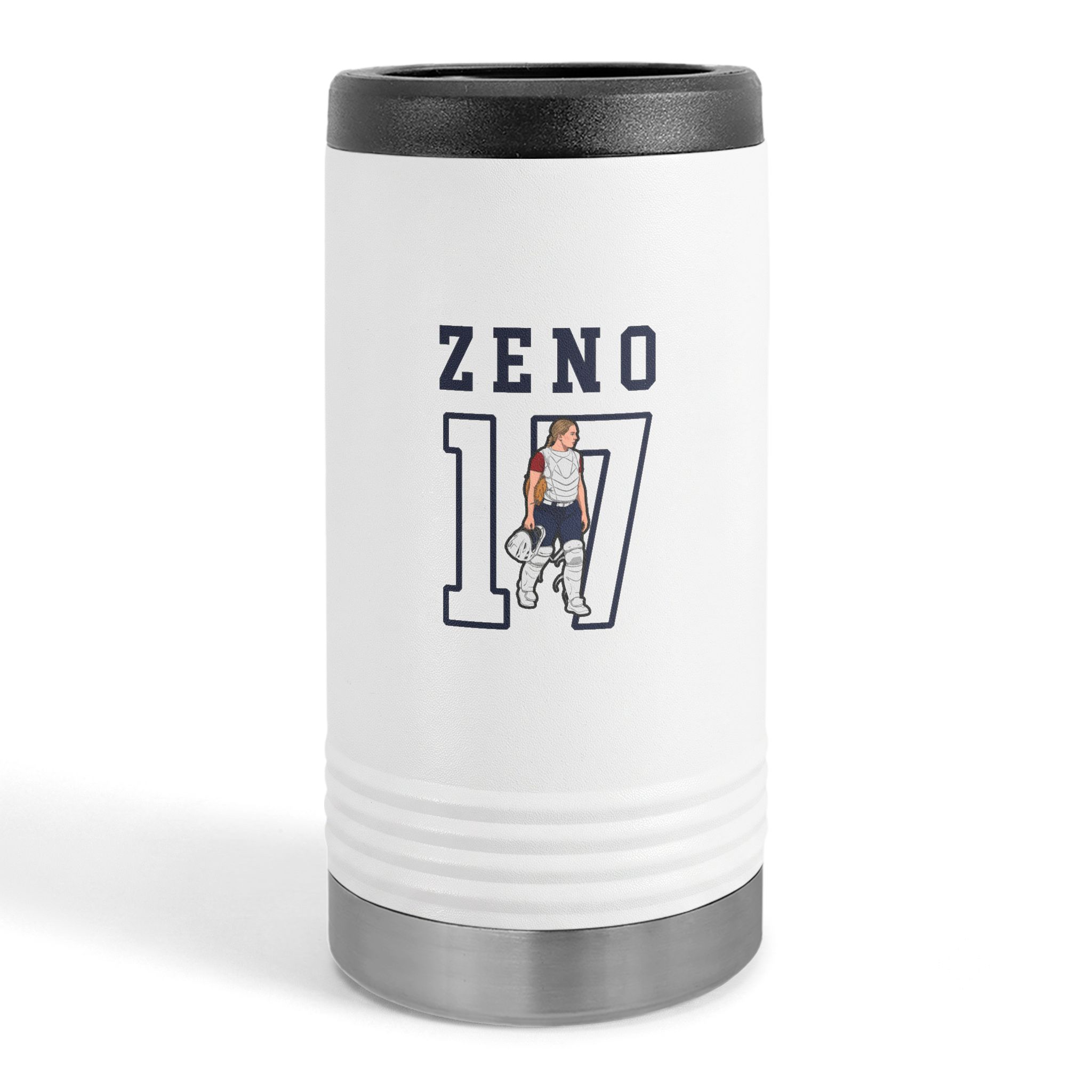 Slim Stainless Can Cooler — character_shirsey in White