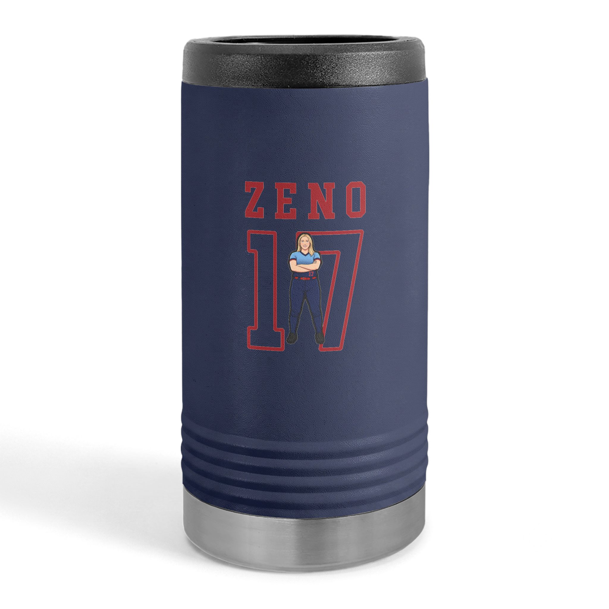 Slim Stainless Can Cooler — character_shirsey in Navy