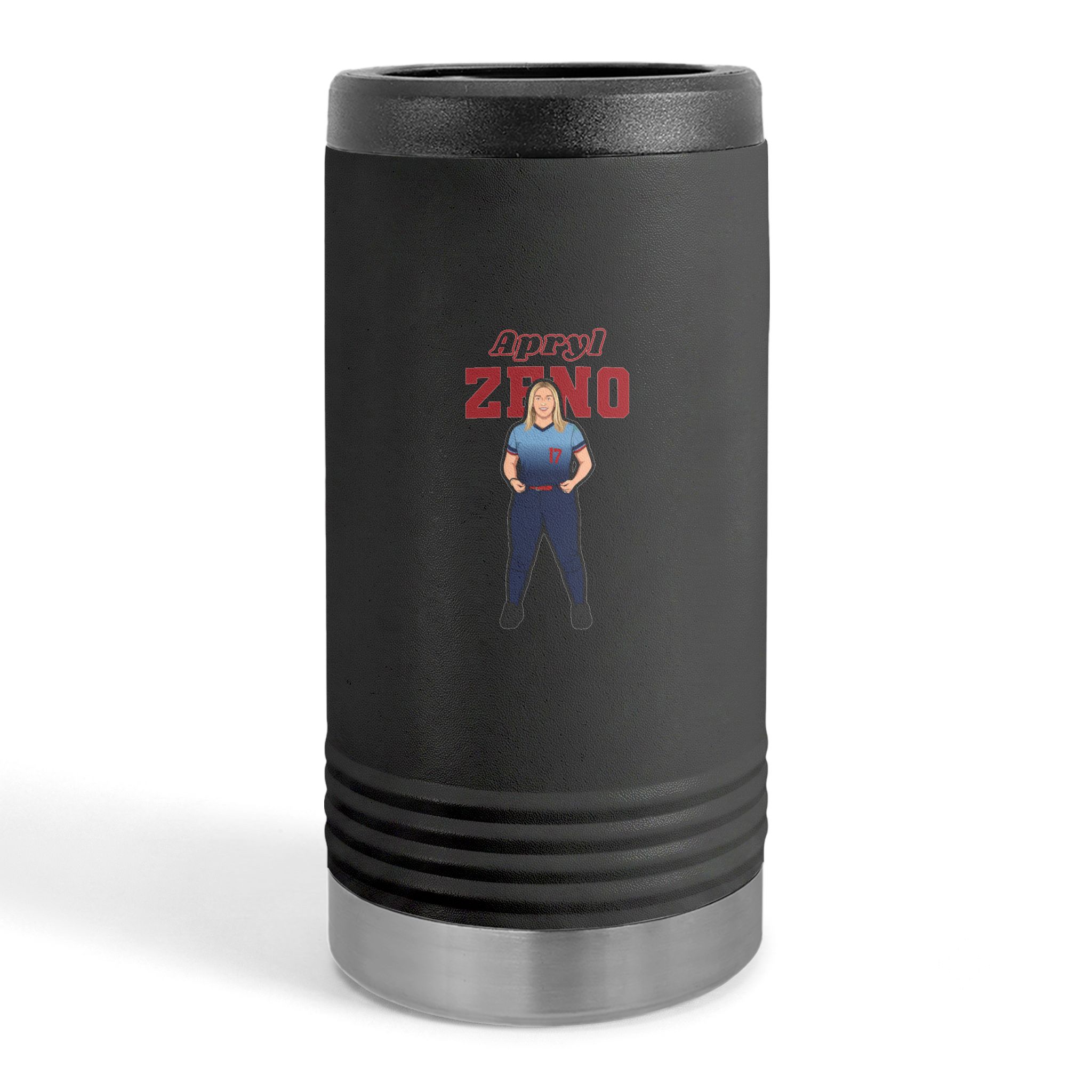 Slim Stainless Can Cooler — character_name_arch in Black