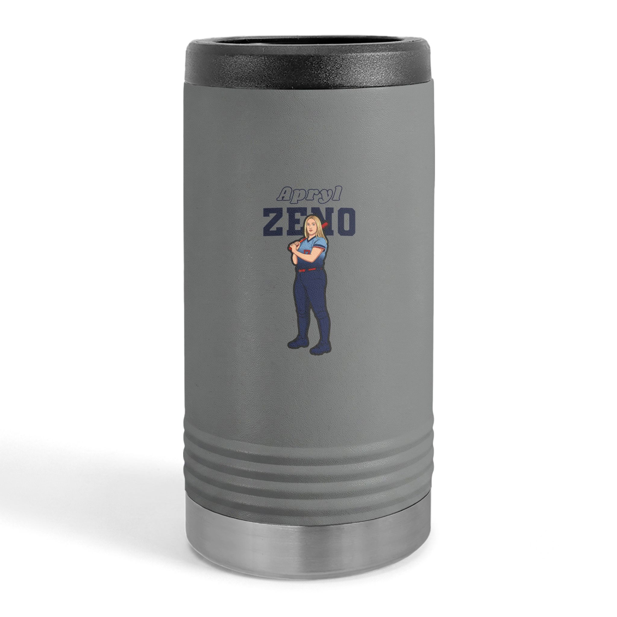 Slim Stainless Can Cooler — character_name_arch in Grey