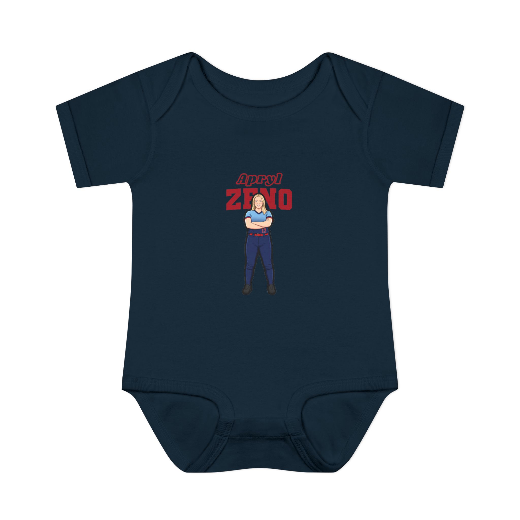 Baby Onesie — character_name_arch in Navy