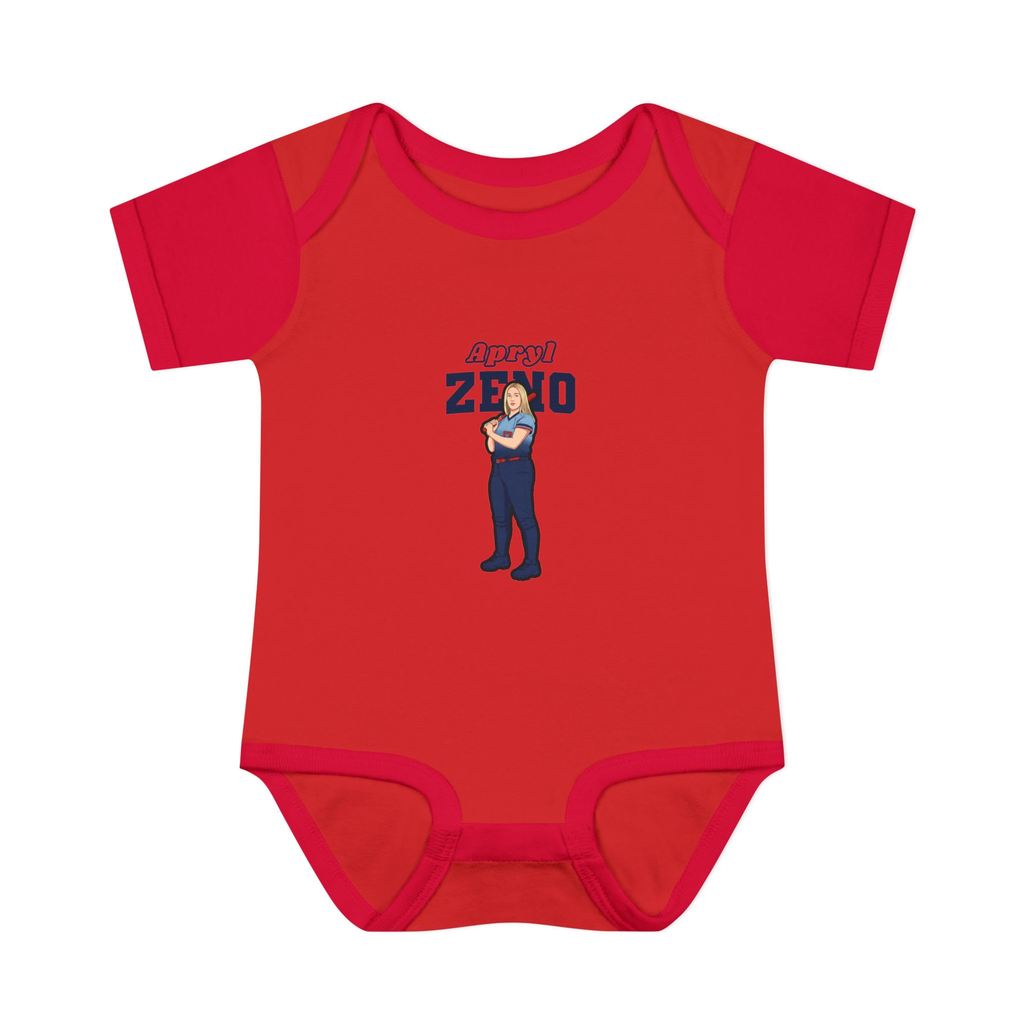 Baby Onesie — character_name_arch in Red