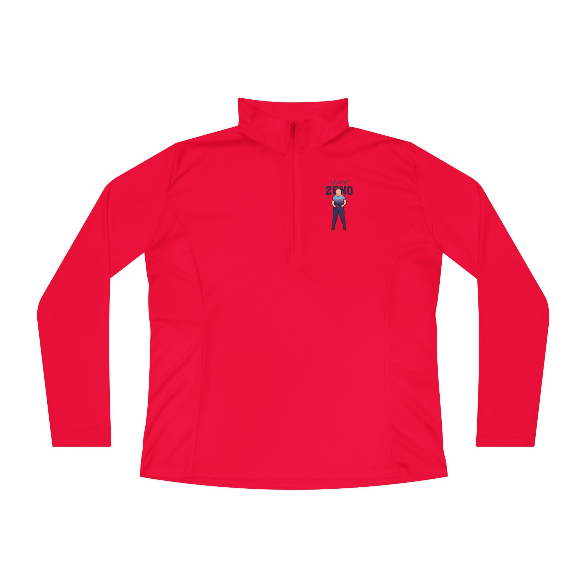 Women's Q-Zip Pullover — character_name_arch in Red