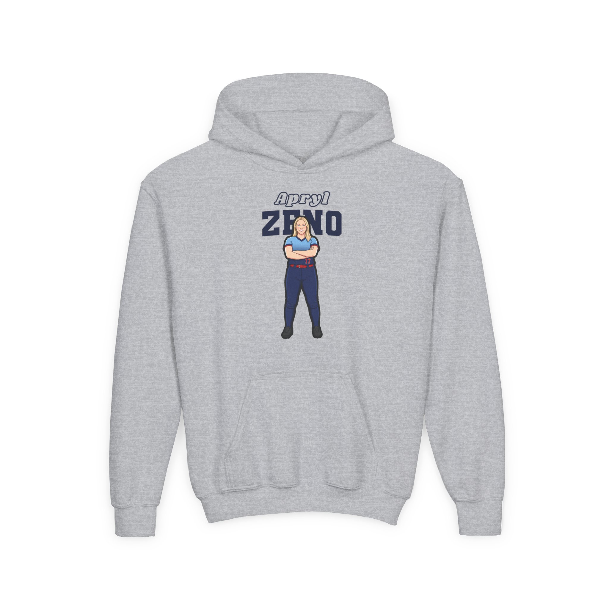 Youth Hoodie — character_name_arch in Grey