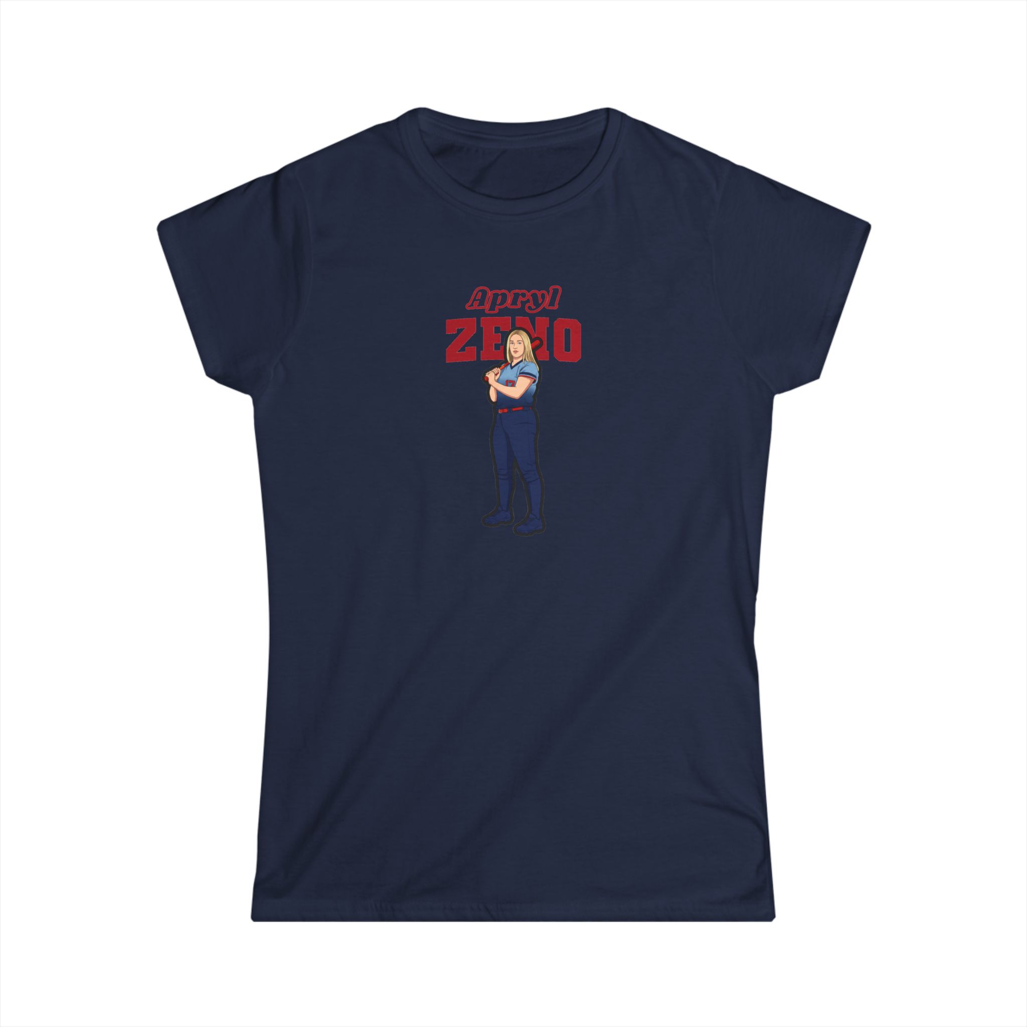Women's Softstyle Tee — character_name_arch in Navy