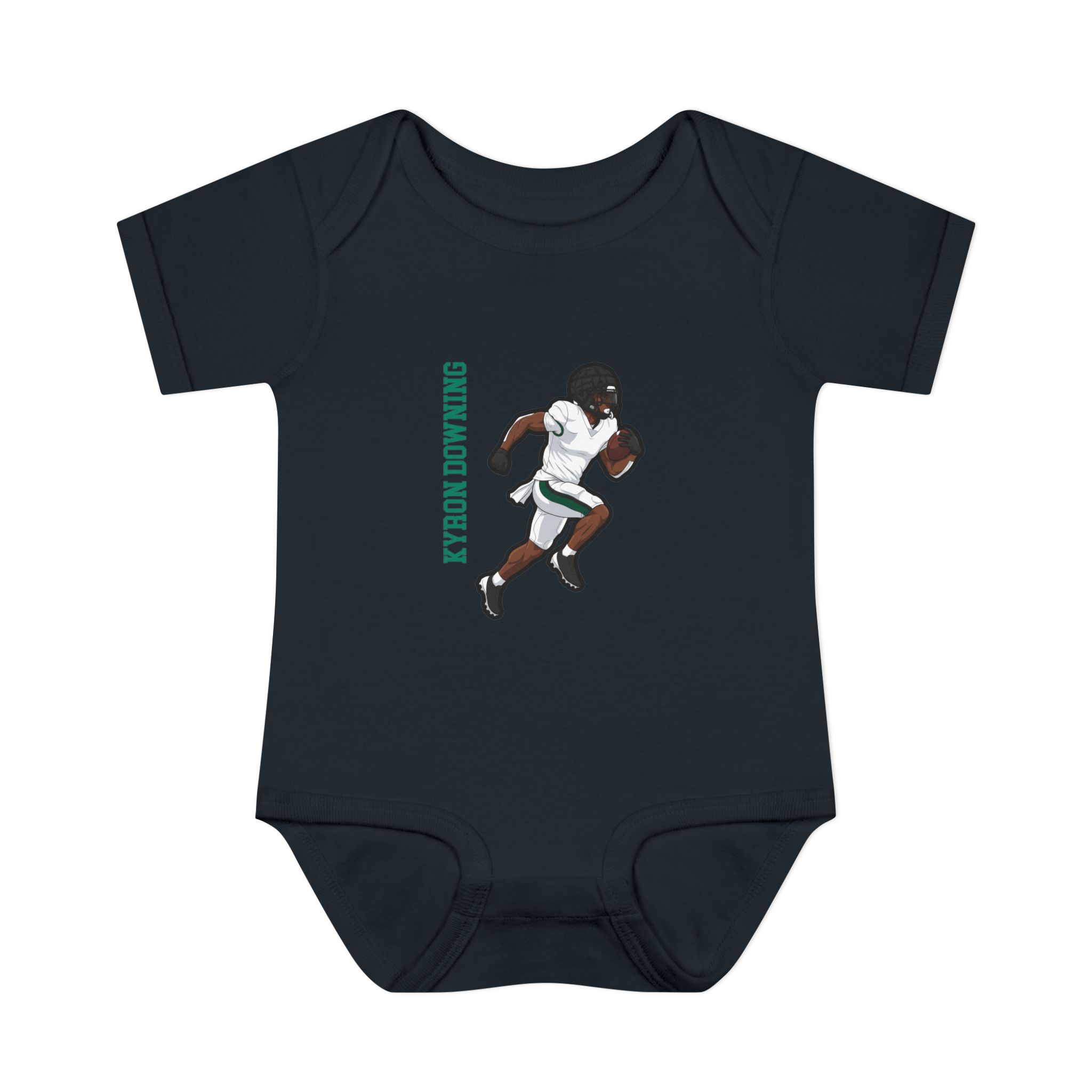 Baby Onesie — character_name_vertical in Black