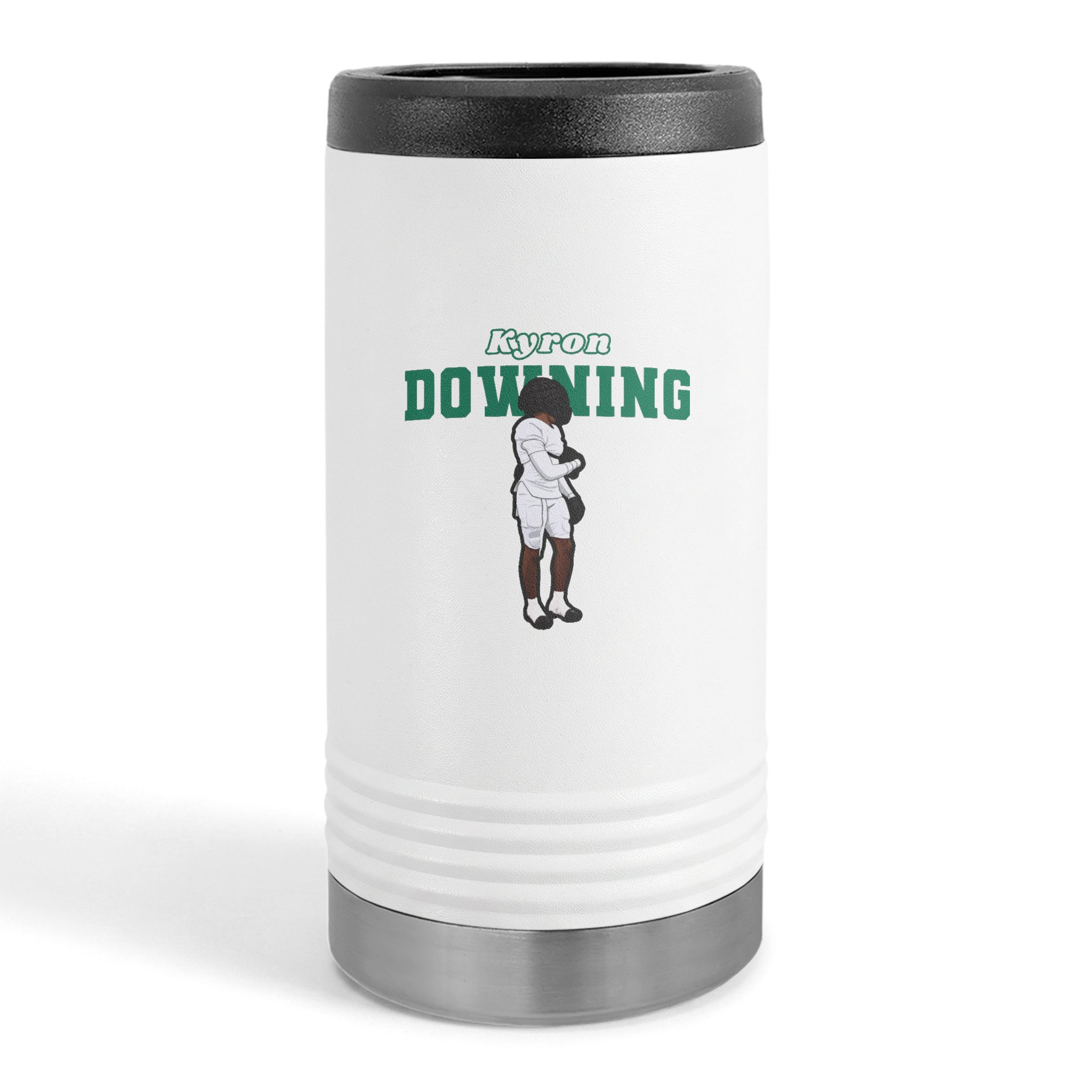 Slim Stainless Can Cooler — character_name_arch in White