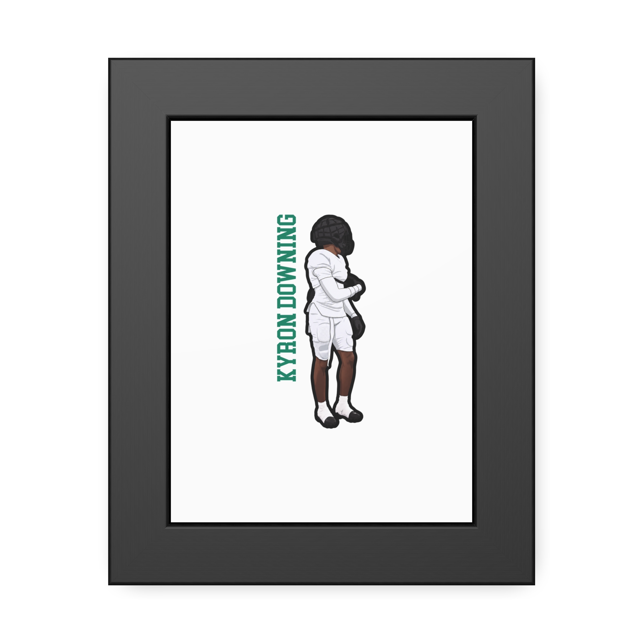 Framed Poster — character_name_vertical in Black