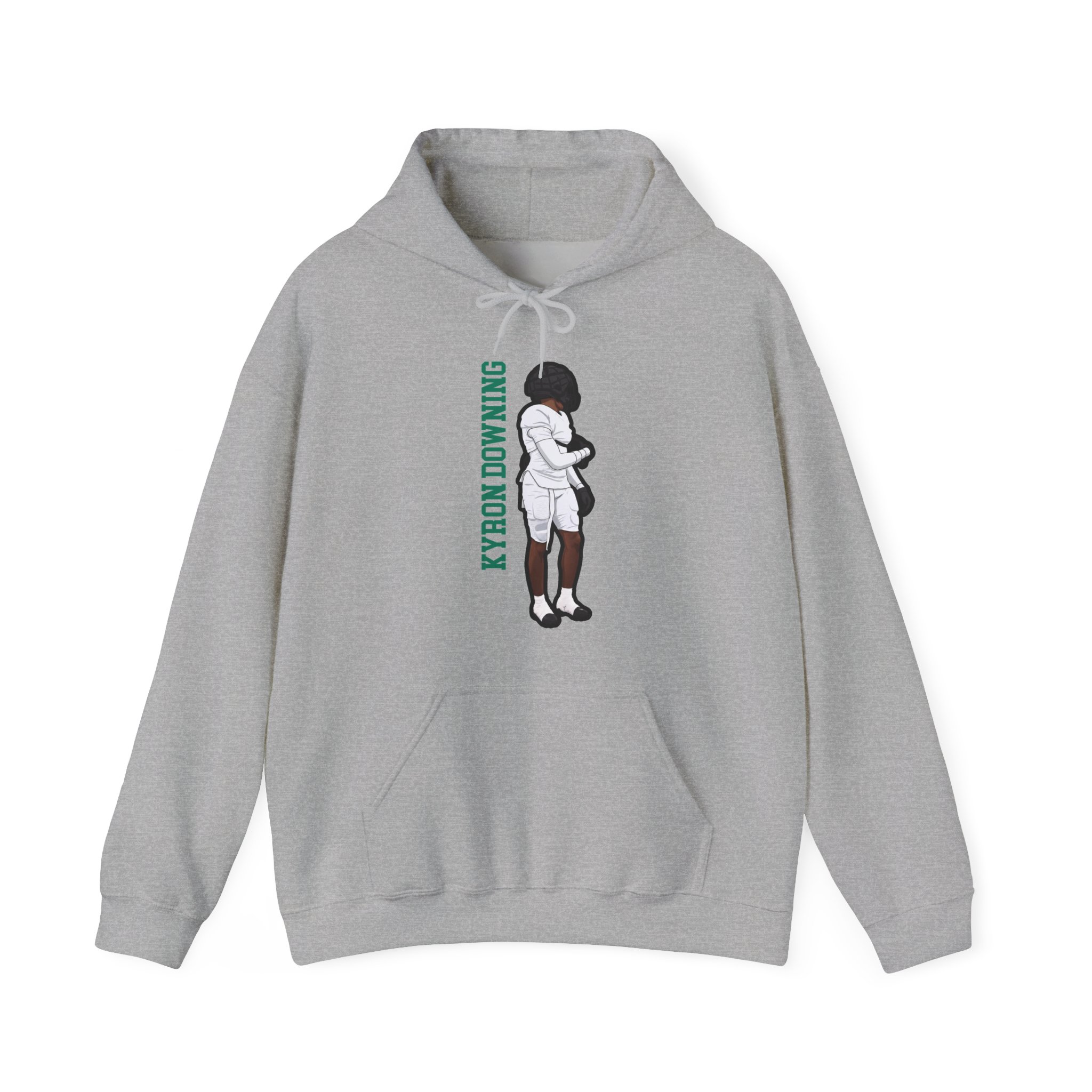 Hoodie — character_name_vertical in Grey