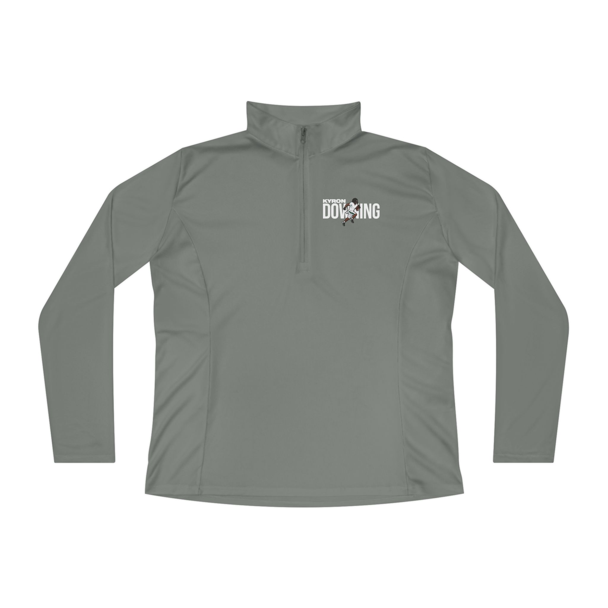 Women's Q-Zip Pullover — character_player_name in Grey