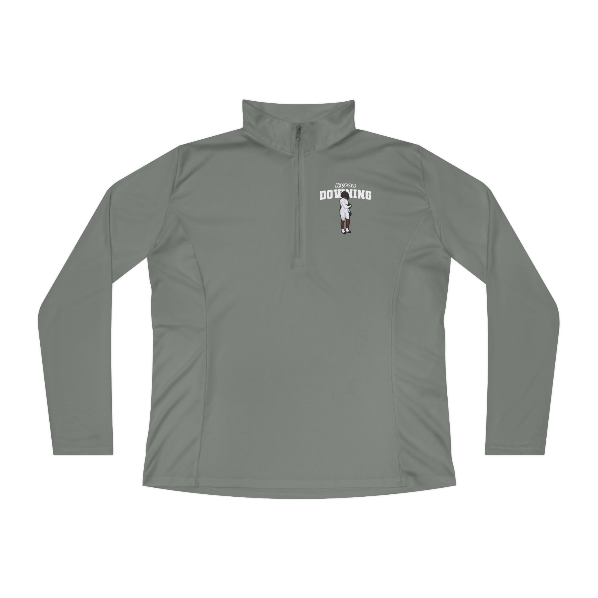 Women's Q-Zip Pullover — character_name_arch in Grey