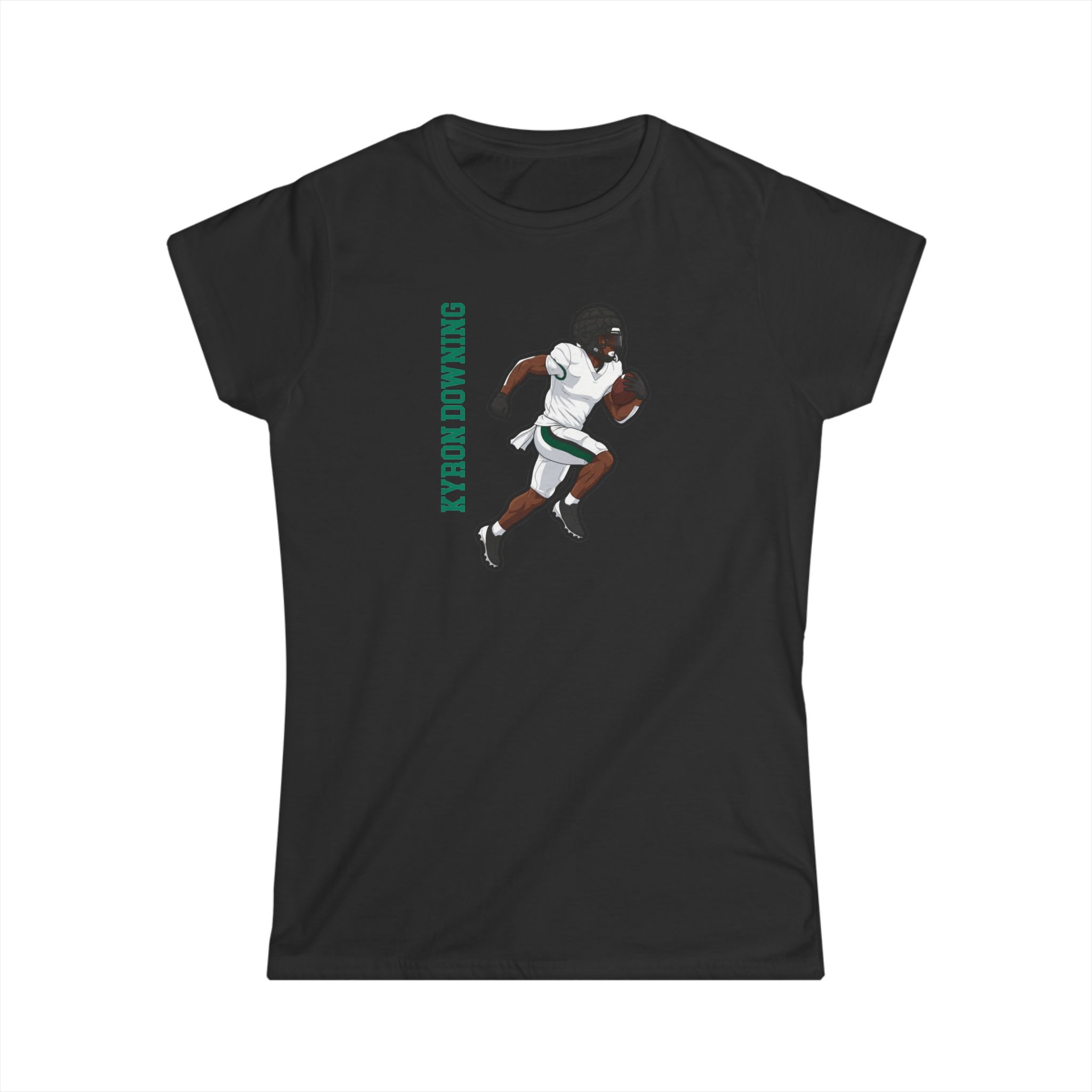 Women's Softstyle Tee — character_name_vertical in Black