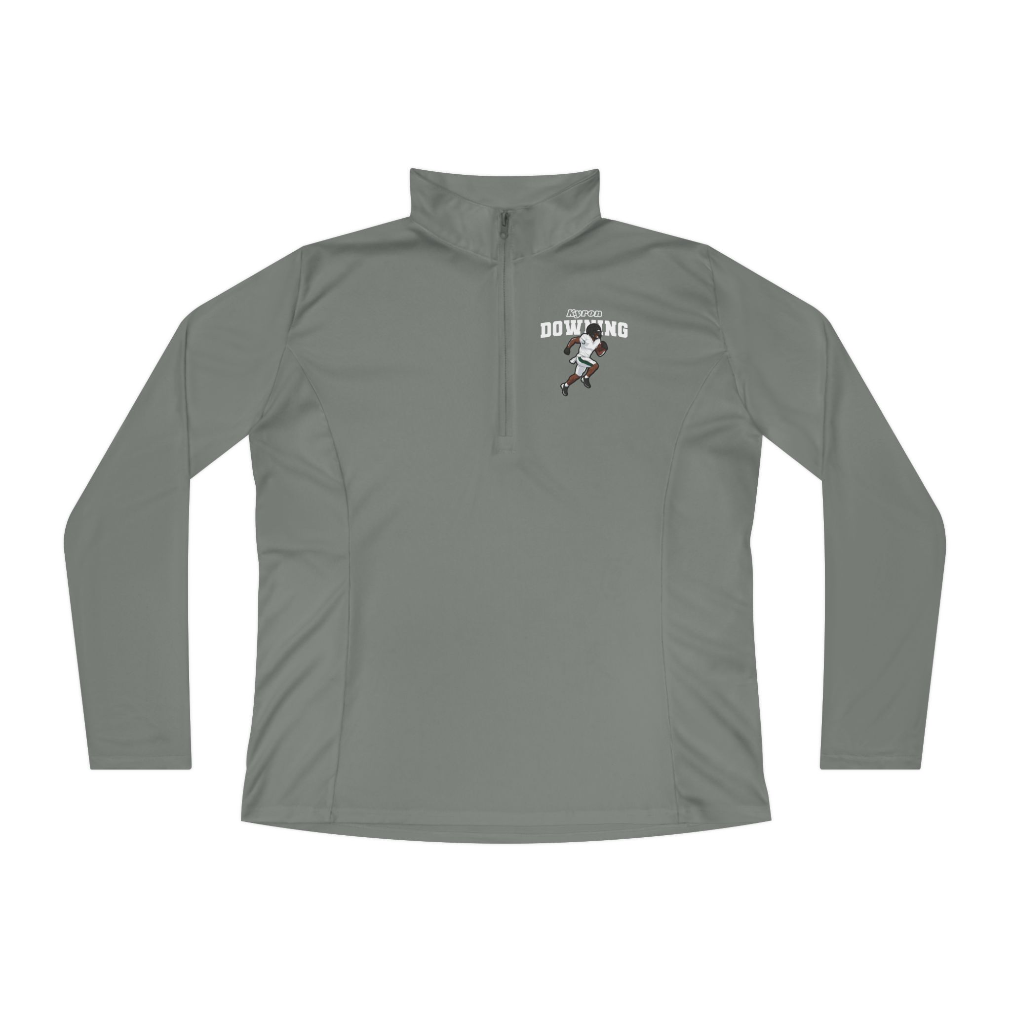 Women's Q-Zip Pullover — character_name_arch in Grey