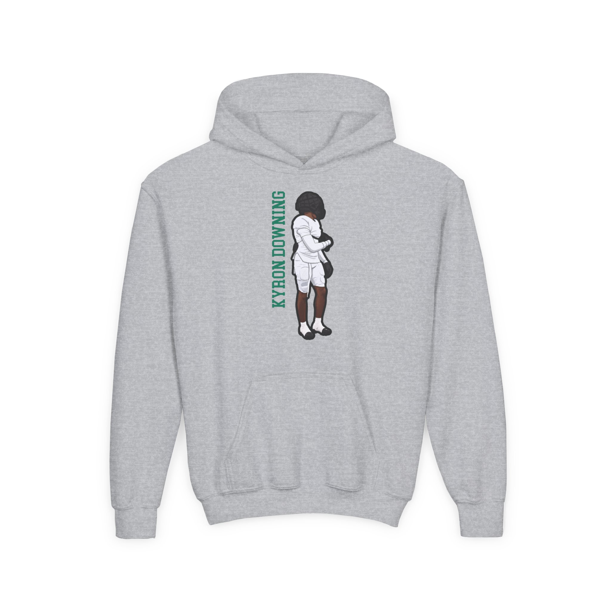 Youth Hoodie — character_name_vertical in Grey